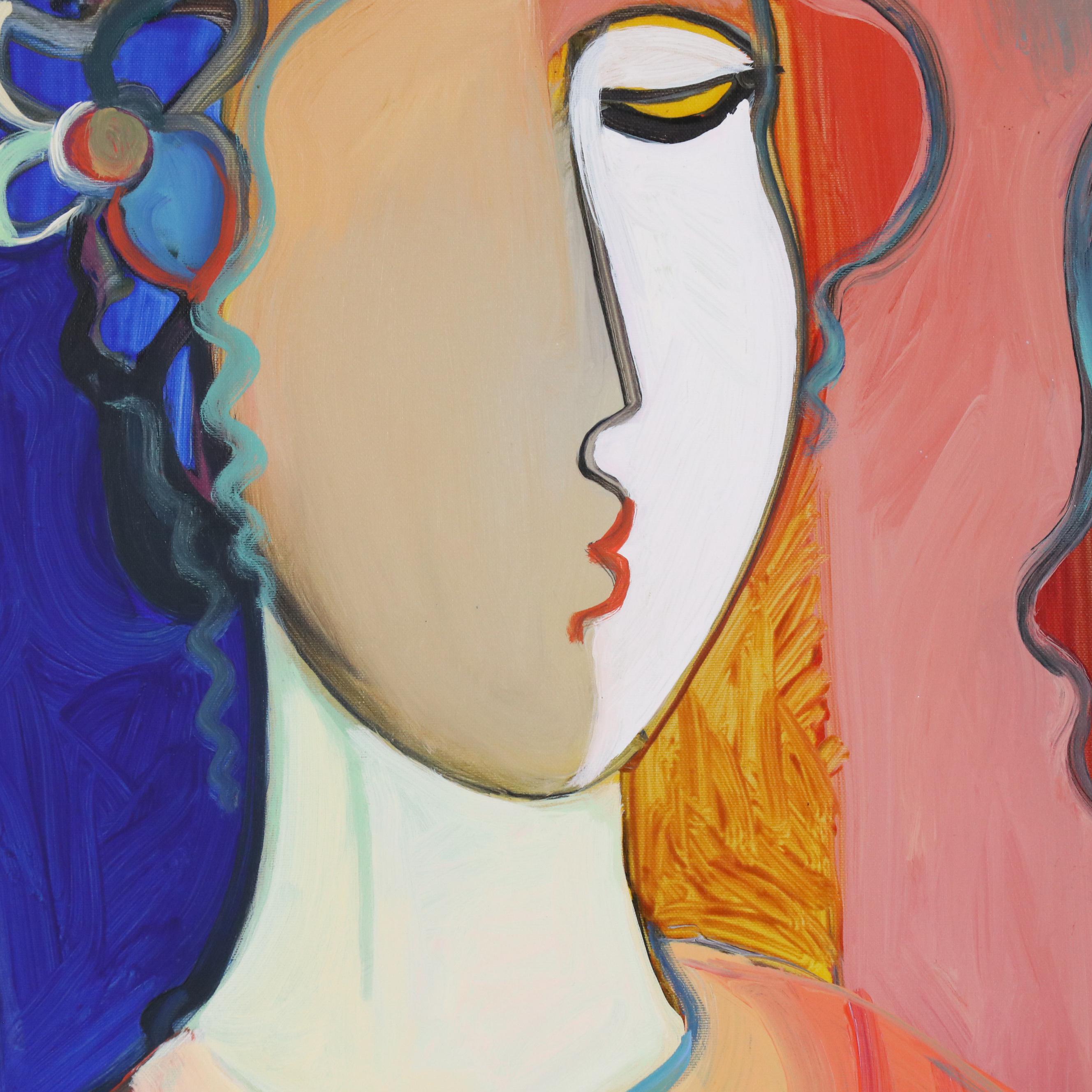 Ali Golkar Stylized Acrylic Painting "Evening Concerto," Late 20th - 21st C.