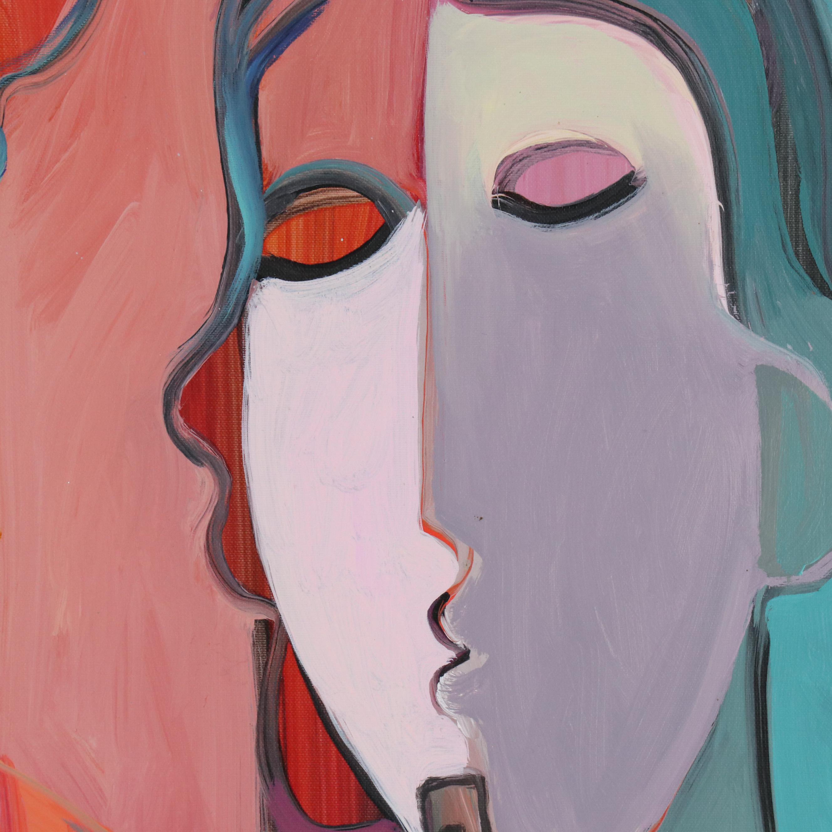 Ali Golkar Stylized Acrylic Painting "Evening Concerto," Late 20th - 21st C.