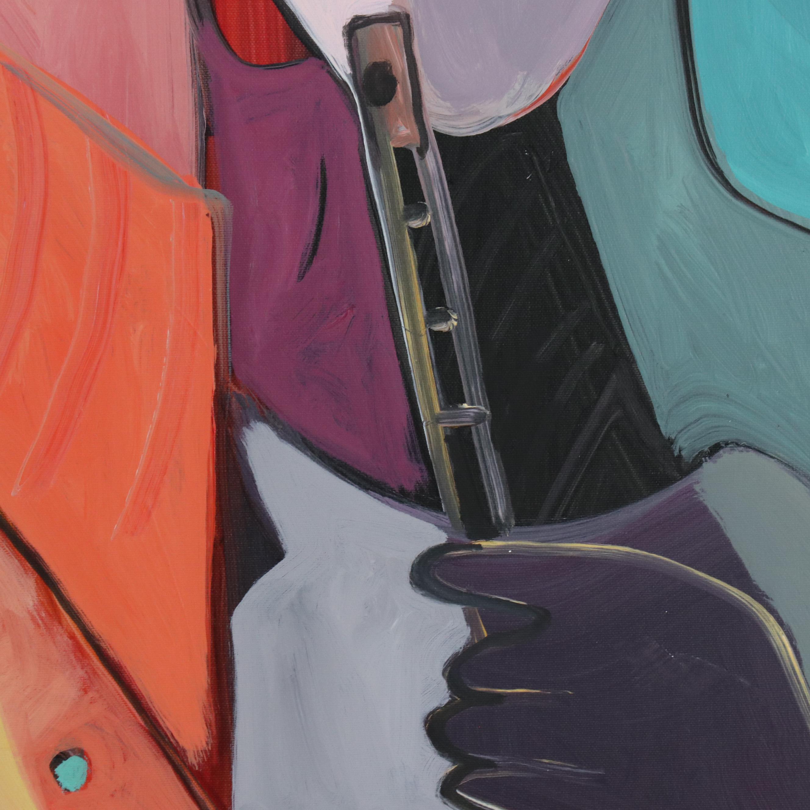 Ali Golkar Stylized Acrylic Painting "Evening Concerto," Late 20th - 21st C.