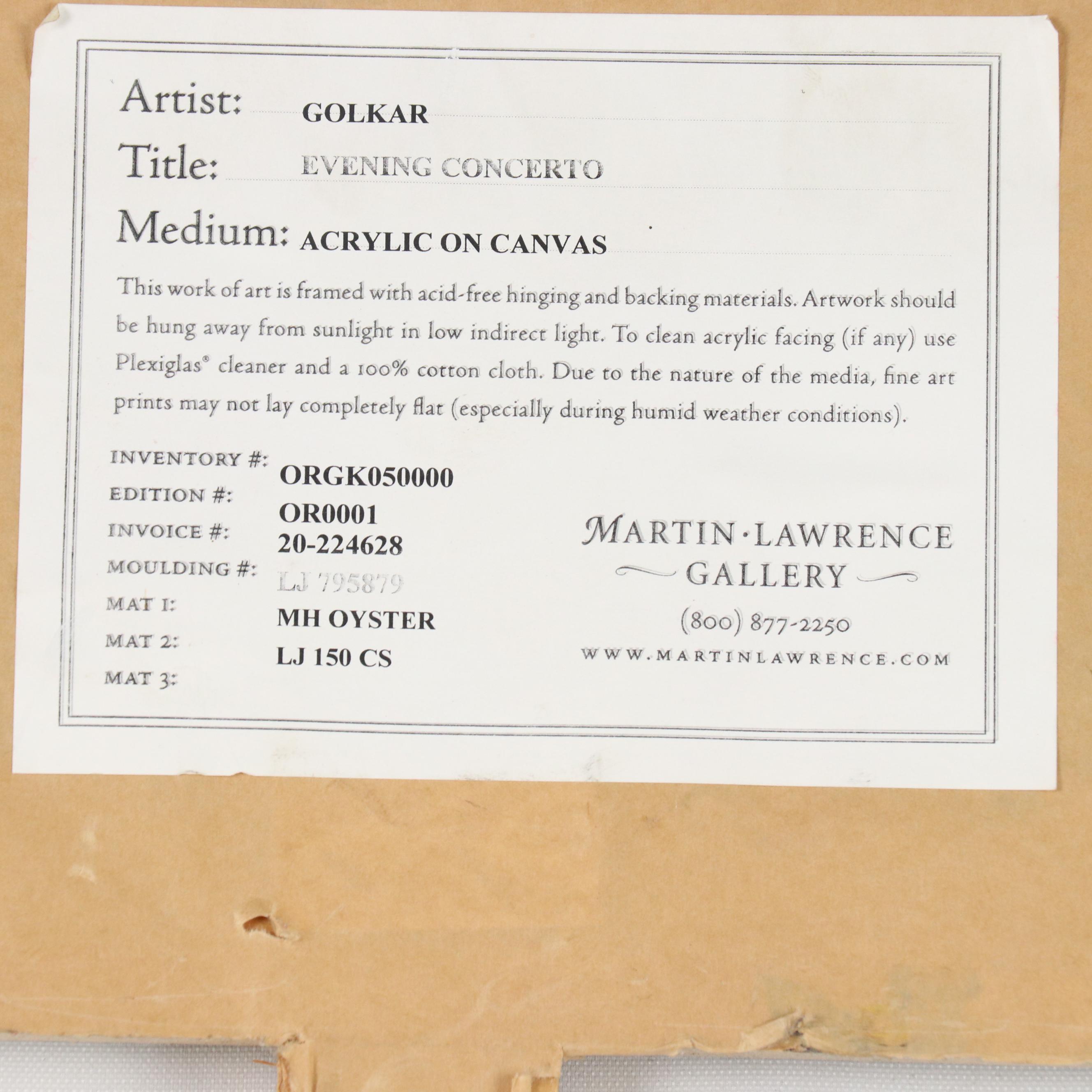 Ali Golkar Stylized Acrylic Painting "Evening Concerto," Late 20th - 21st C.