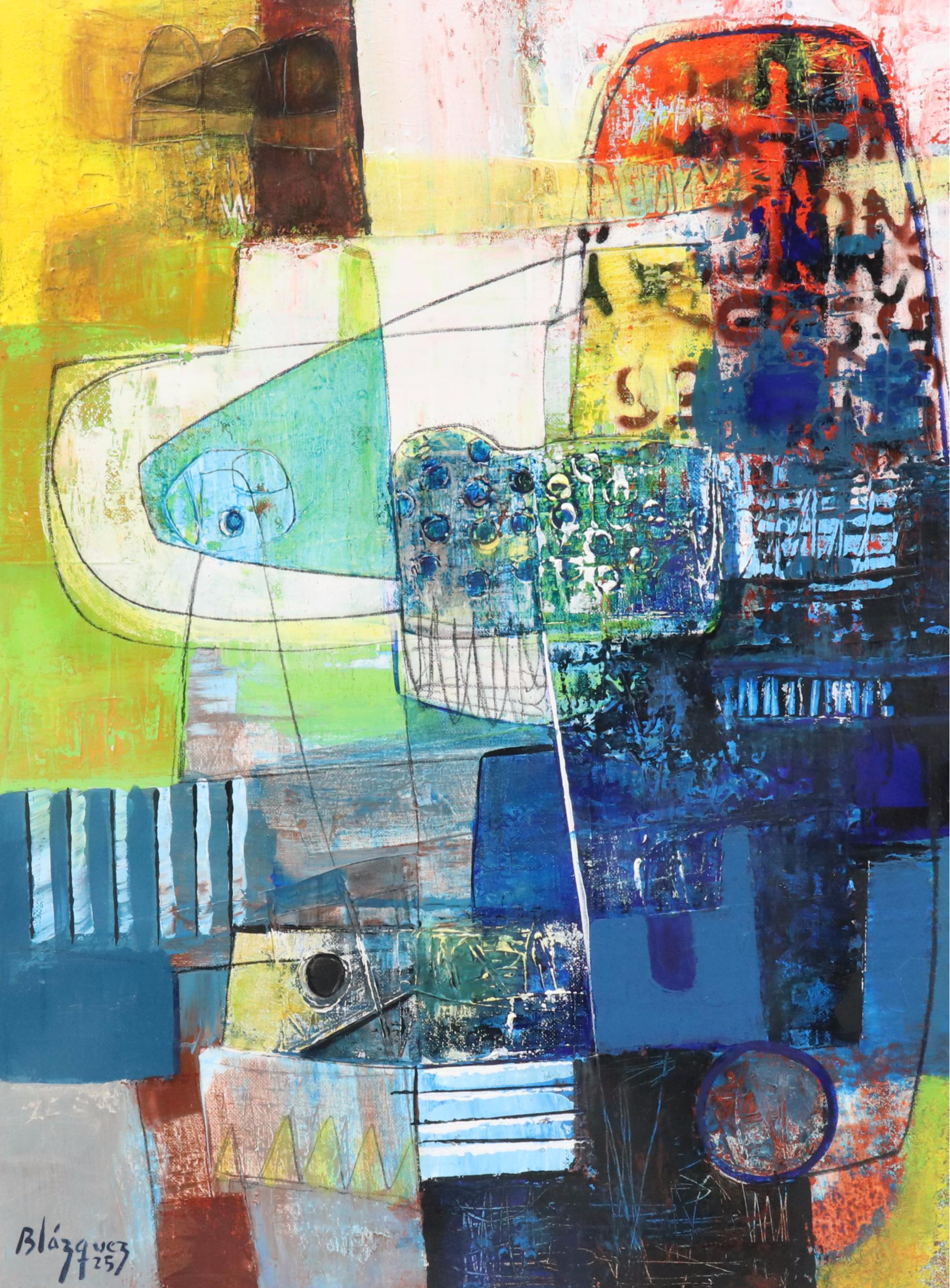 Michel Blázquez Abstract Acrylic Painting "The Melody of the Moment," 2025