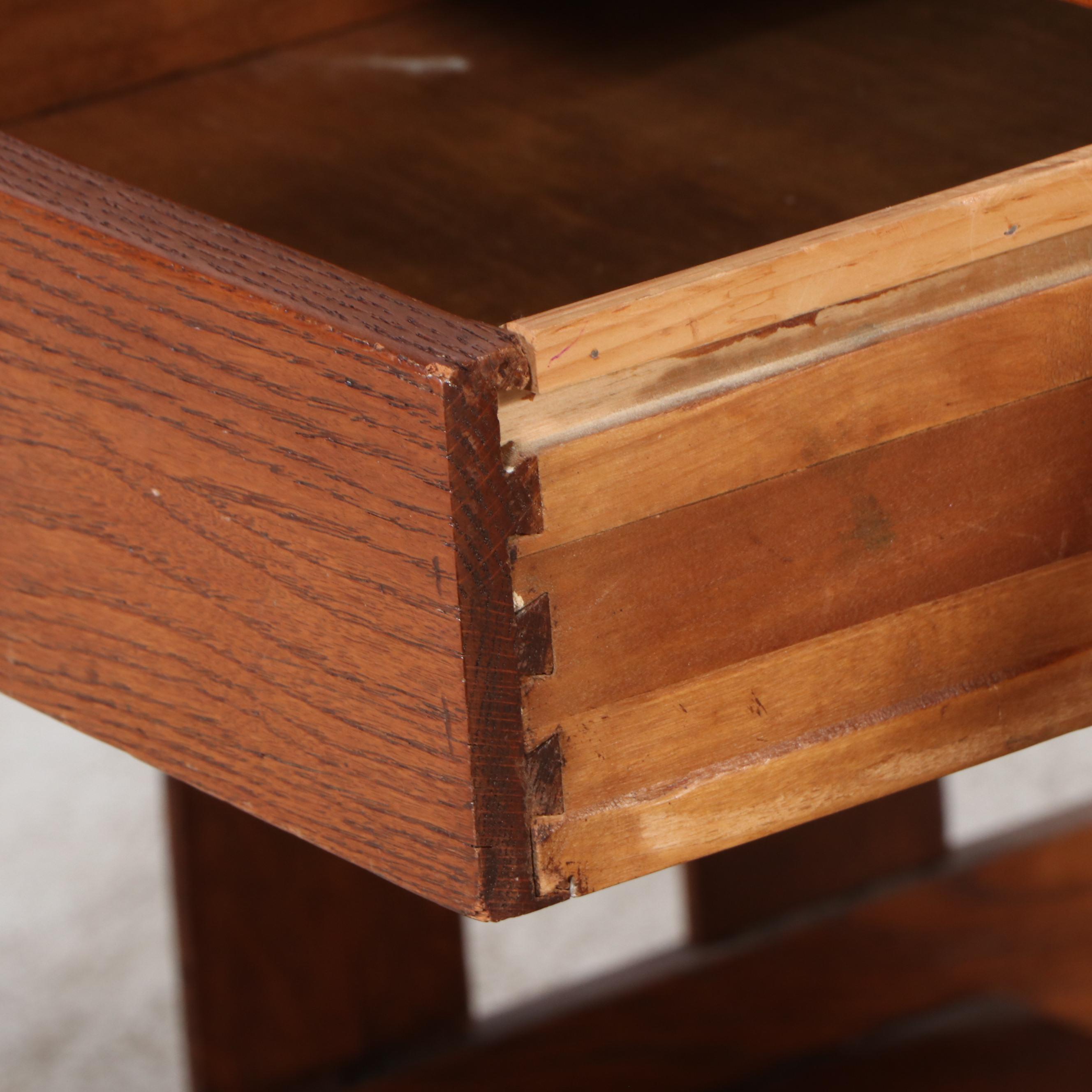 Arts & Crafts Oak Desk with Chair, Early 20th Century