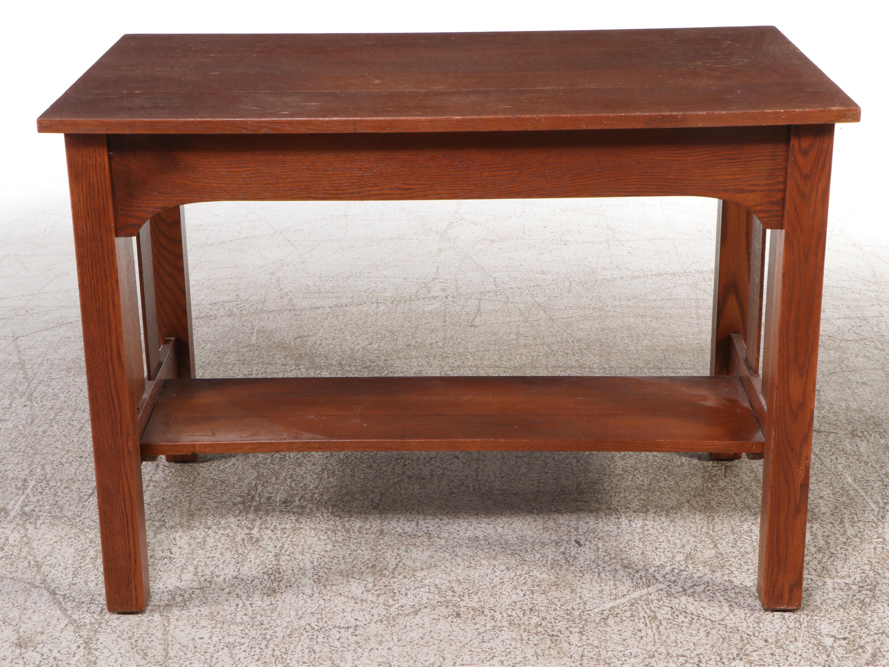 Arts & Crafts Oak Desk with Chair, Early 20th Century