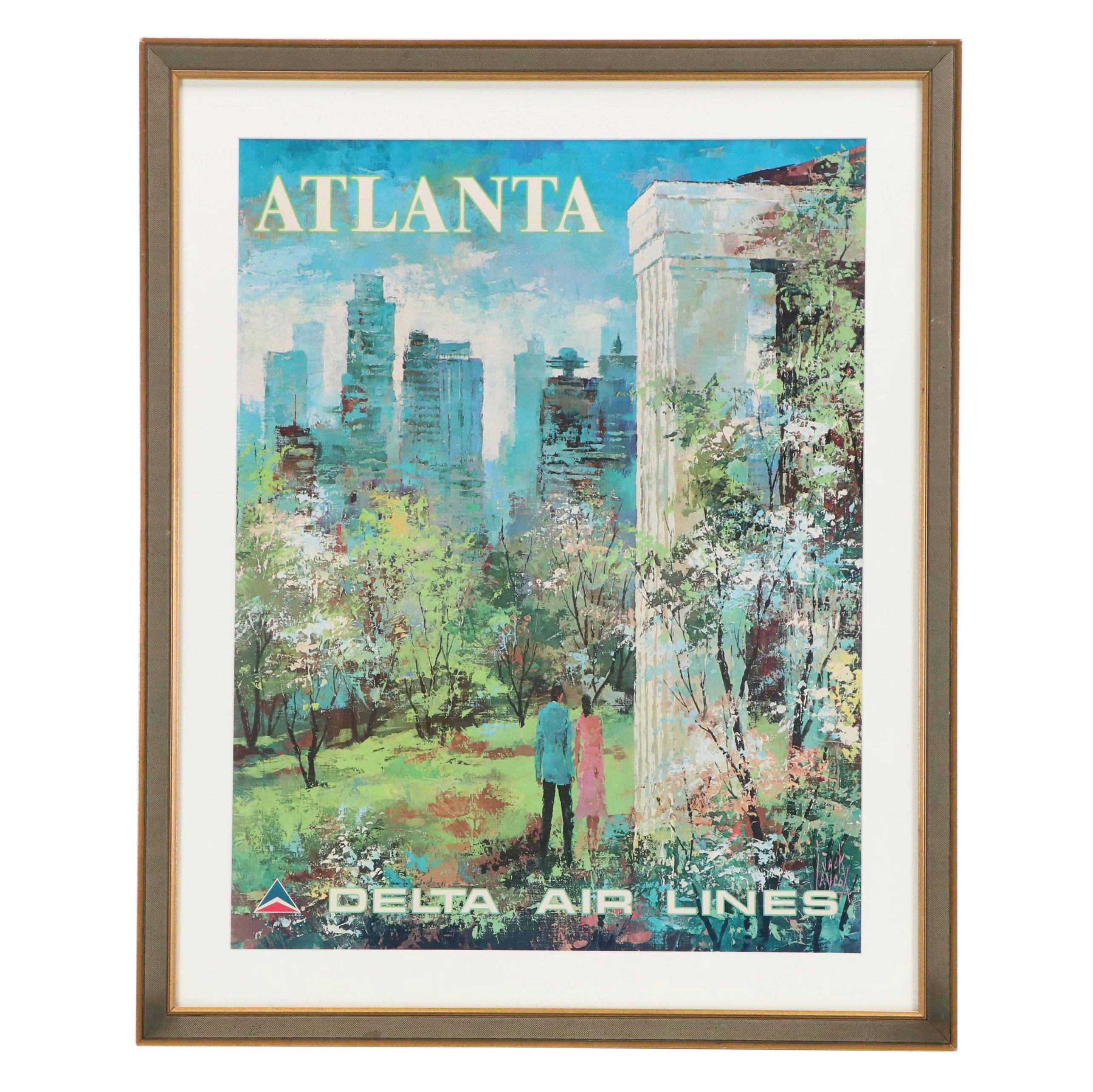 Delta Air Lines Offset Lithograph Poster for Atlanta After Jack Laycox