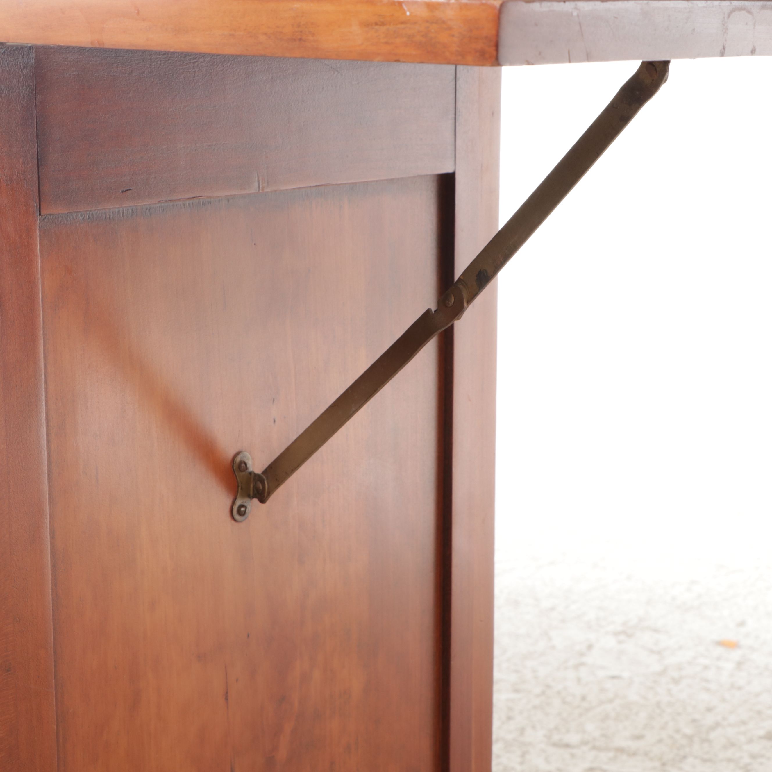 American Primitive Style Cherry Finish Kitchen Cabinet with Drop Leaf