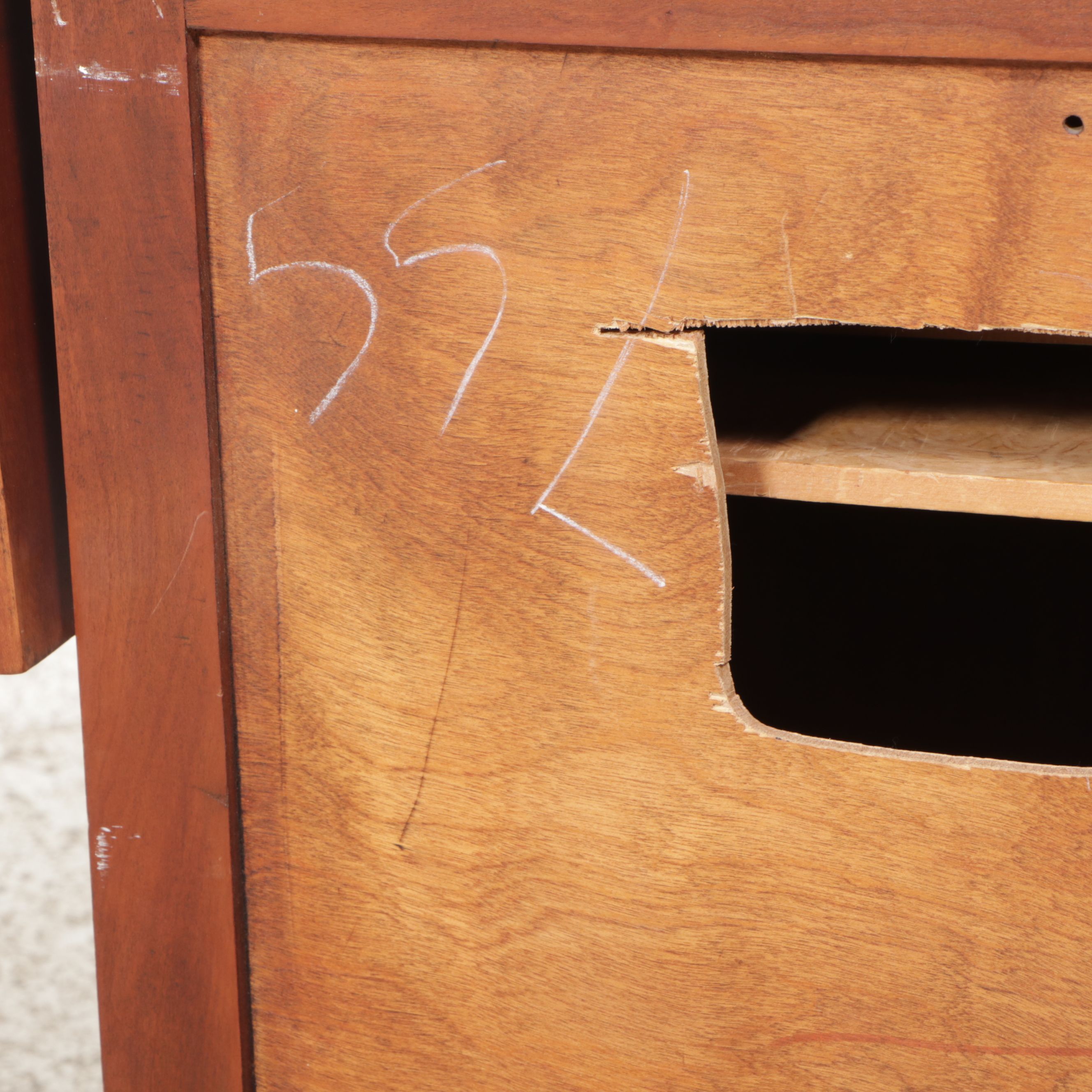 American Primitive Style Cherry Finish Kitchen Cabinet with Drop Leaf