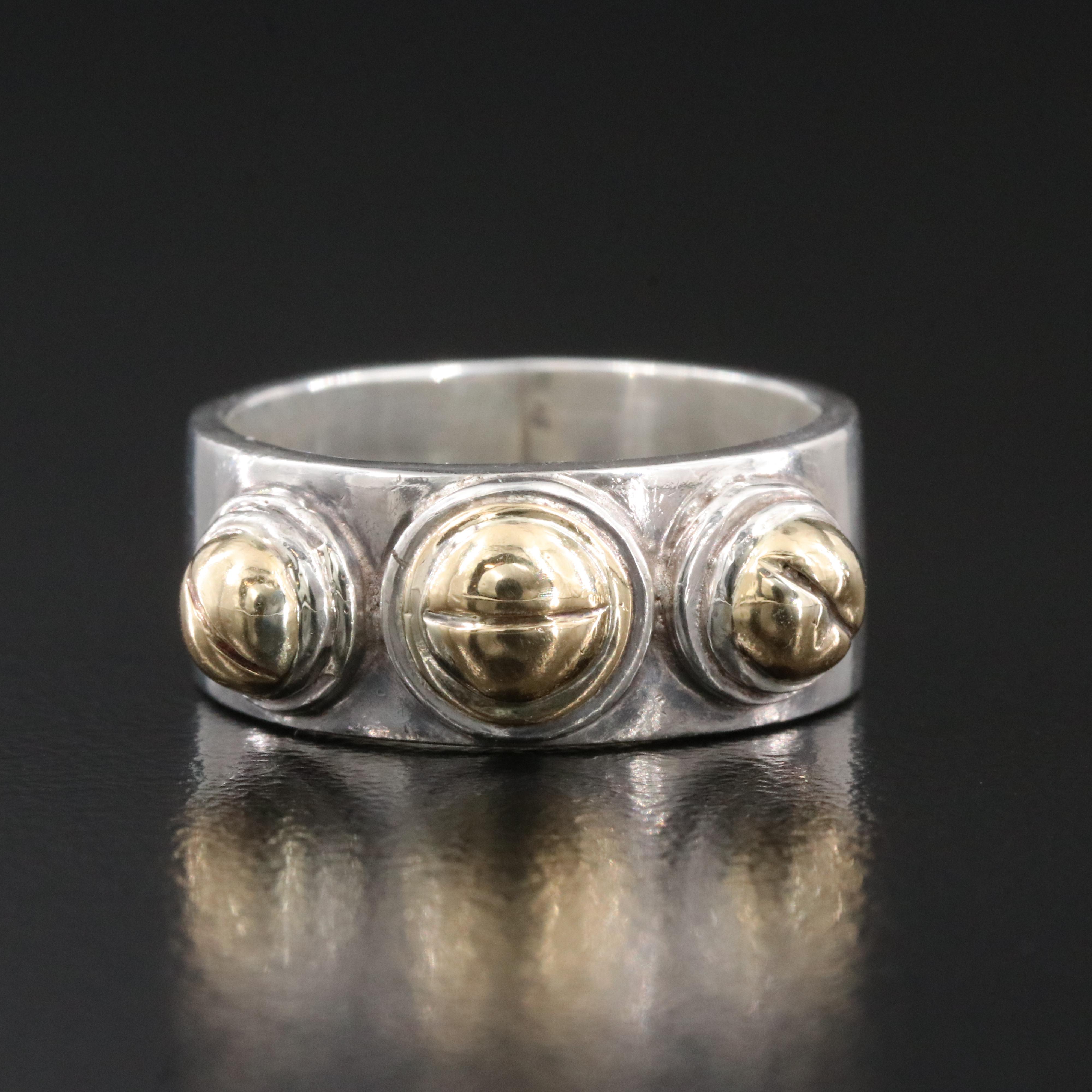 Sterling Two-Tone Rivet Ring