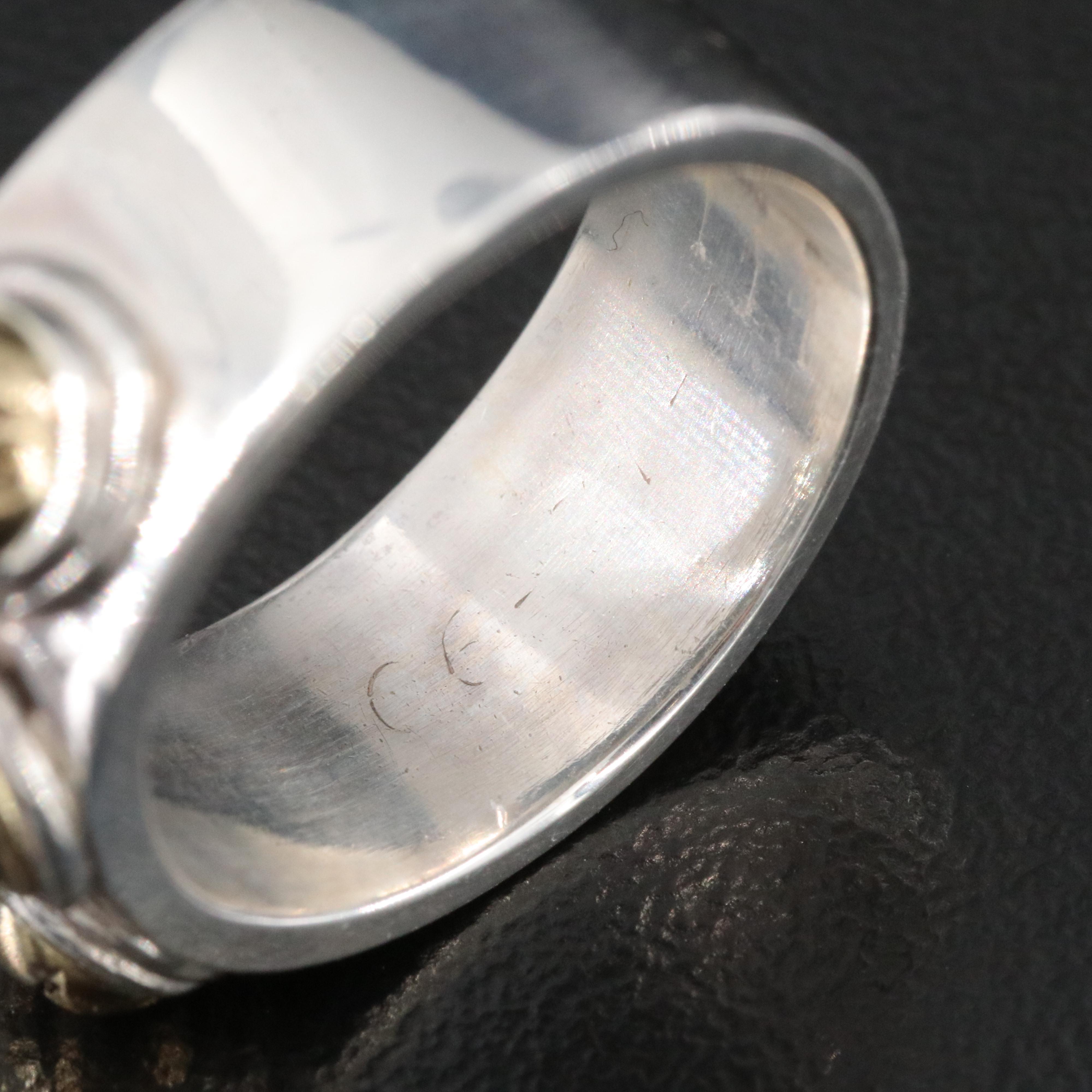 Sterling Two-Tone Rivet Ring