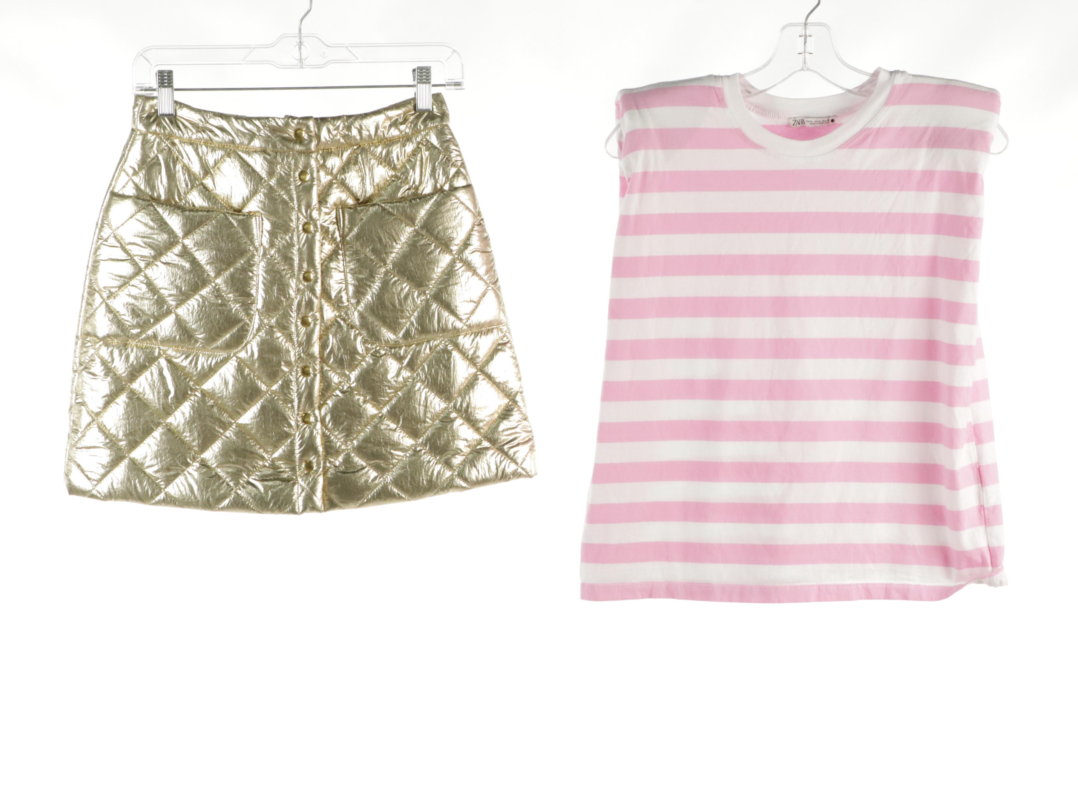 Frances Valentine Metallic Quilted Miniskirt, Zara Striped Tank, More Separates