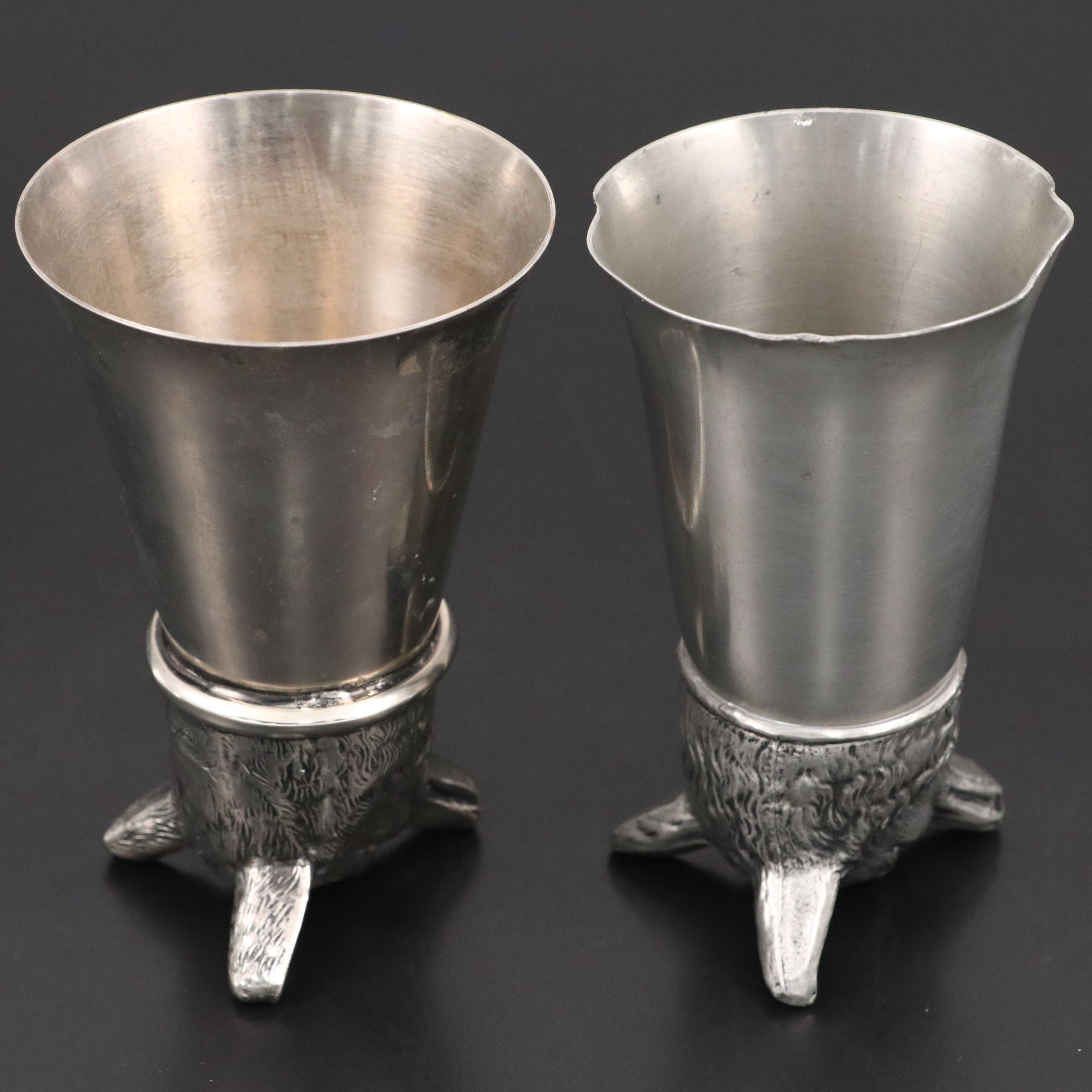 Leonard Silver Plate Engraved Fox Head Stirrup Cups