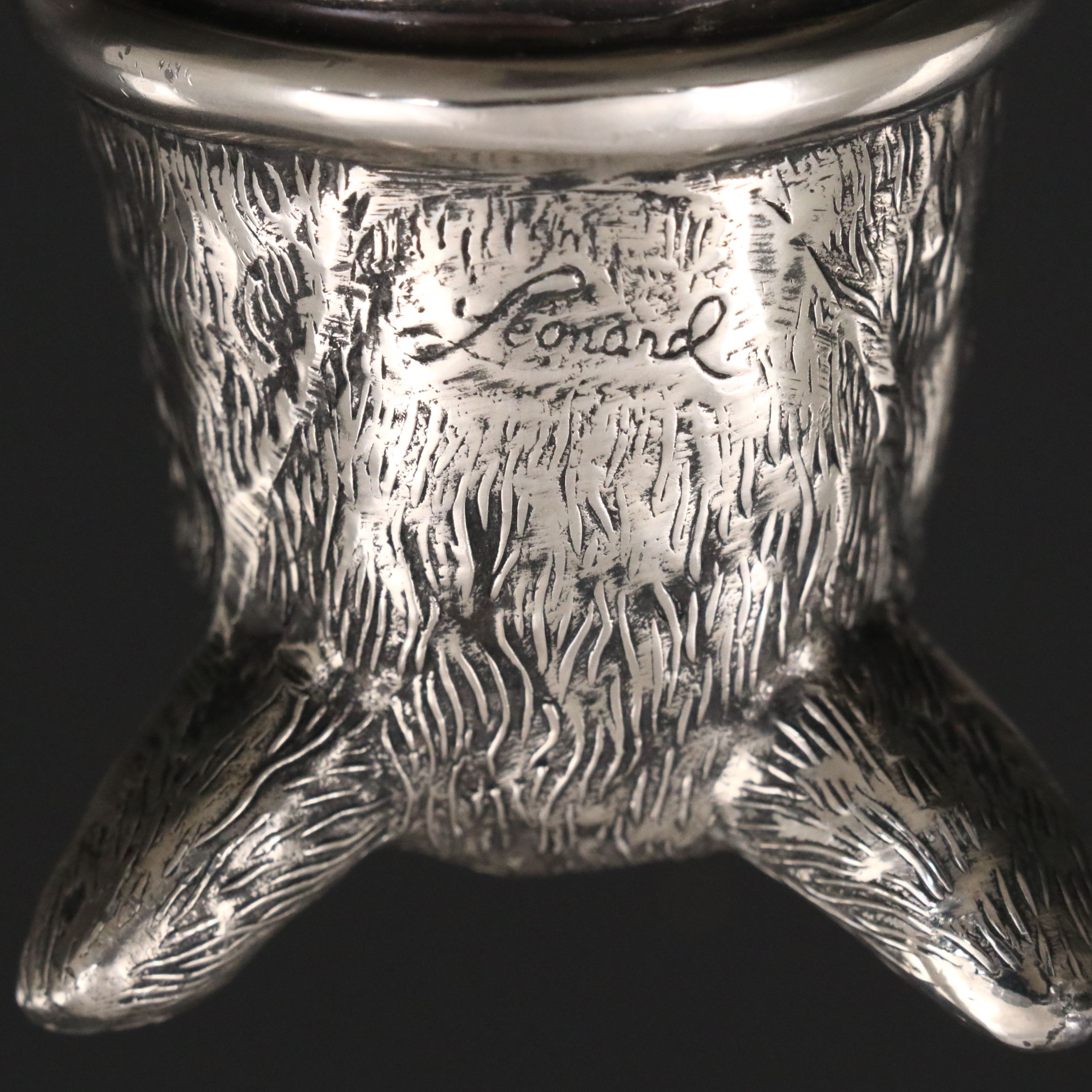 Leonard Silver Plate Engraved Fox Head Stirrup Cups