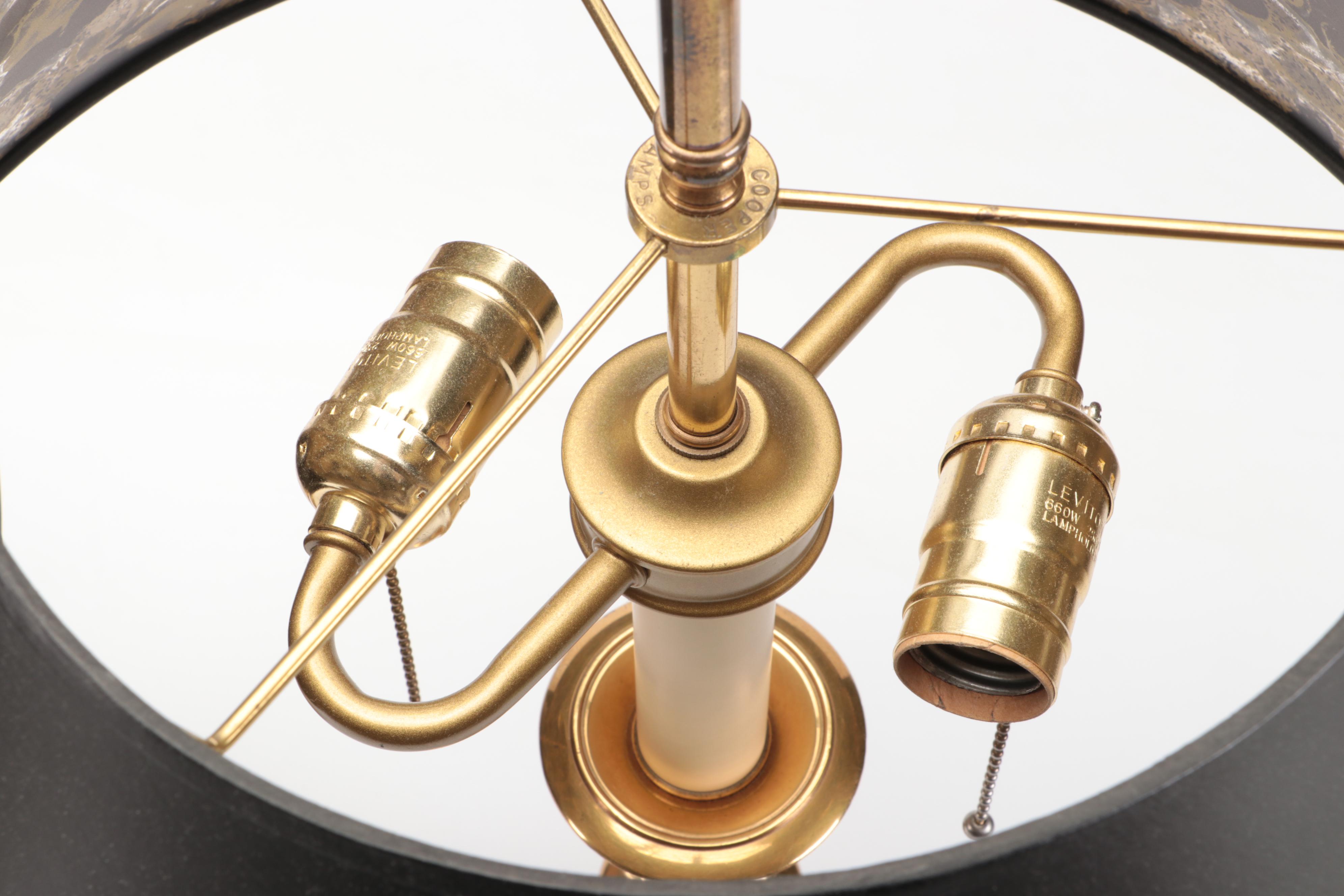 Ethan Allen and Other Neoclassical Brass and Black Acrylic Table Lamps