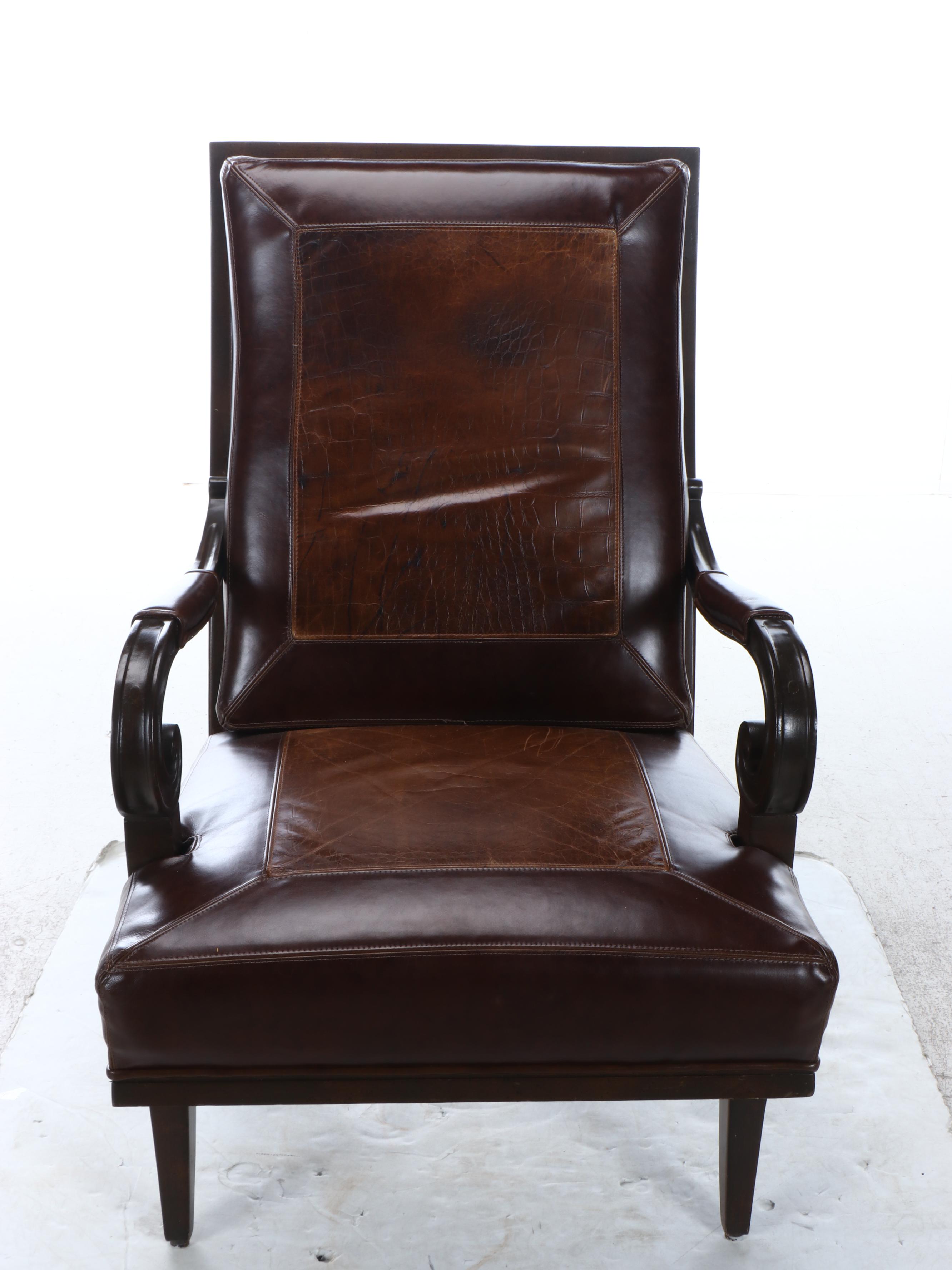 Jackson Carter Furniture Co. "Greenwich" Mahogany and Leather Armchair