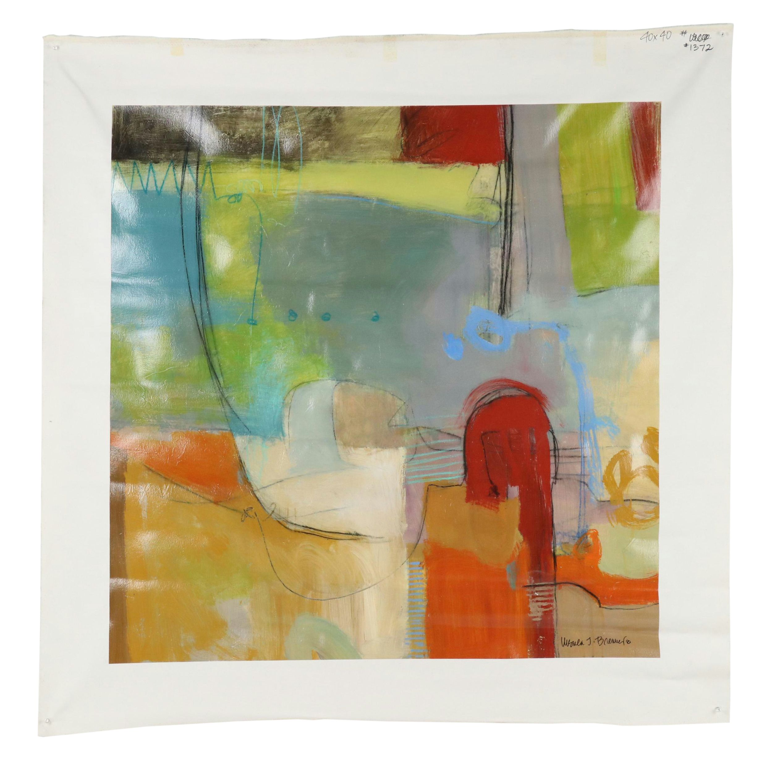 Ursula J. Brenner Abstract Mixed Media Painting, 21st Century