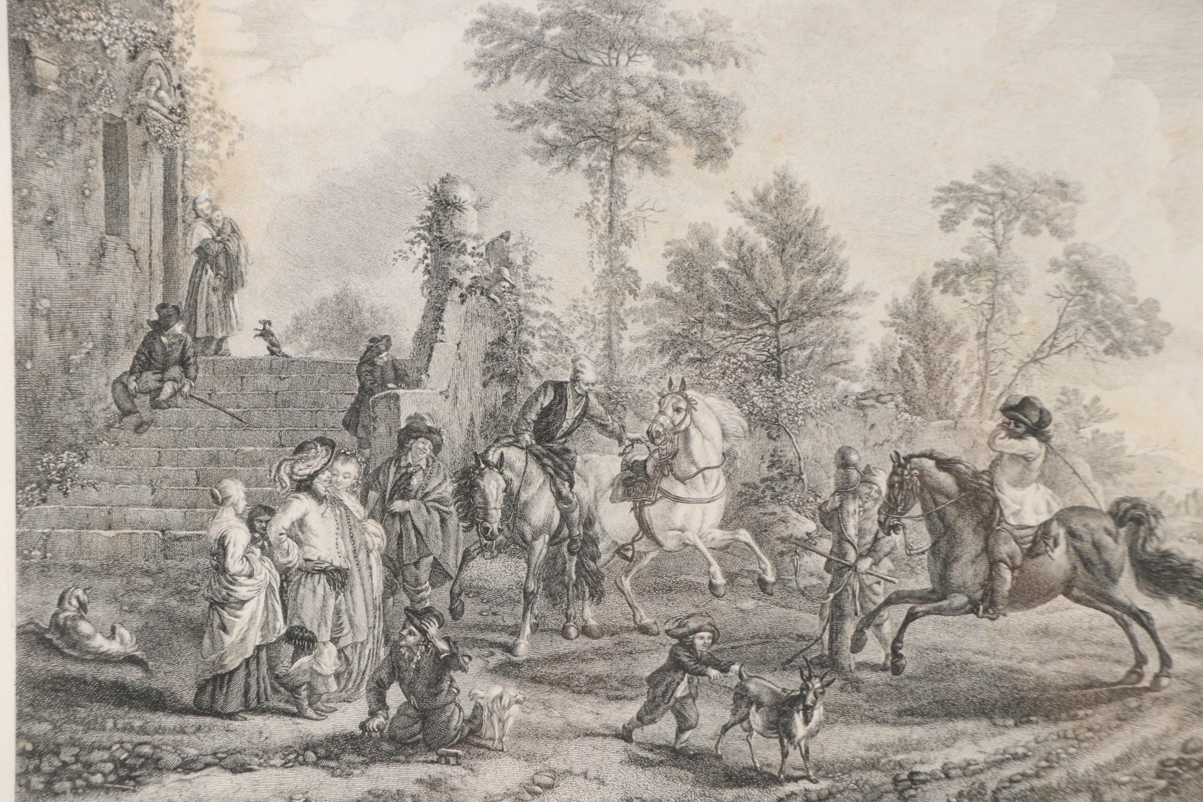 French School Engraving After Philips Wouwerman "L'Ecuyer Du Manege," 1756