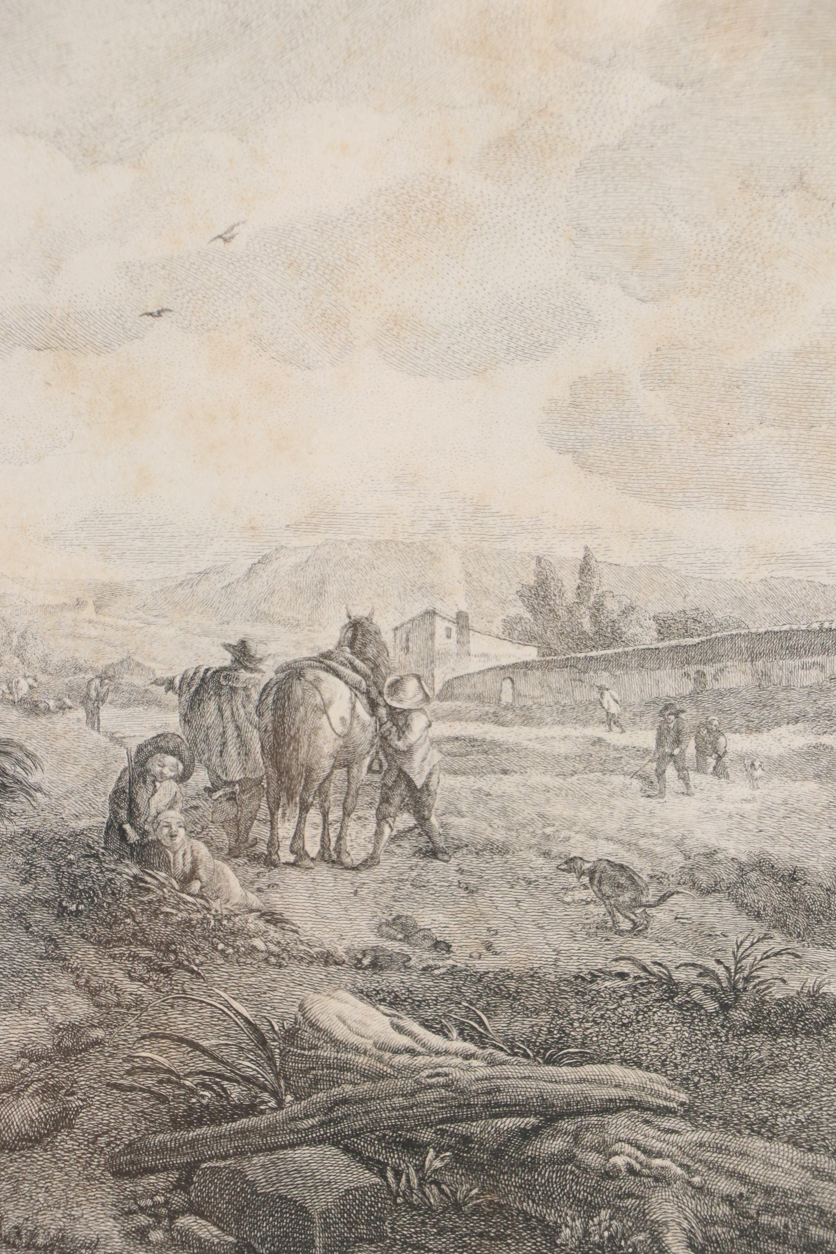 French School Engraving After Philips Wouwerman "L'Ecuyer Du Manege," 1756