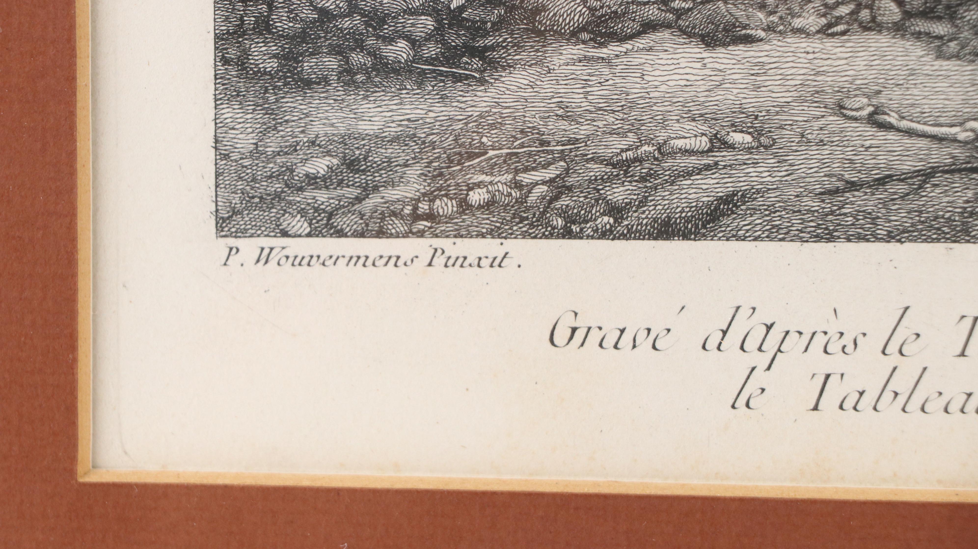 French School Engraving After Philips Wouwerman "L'Ecuyer Du Manege," 1756