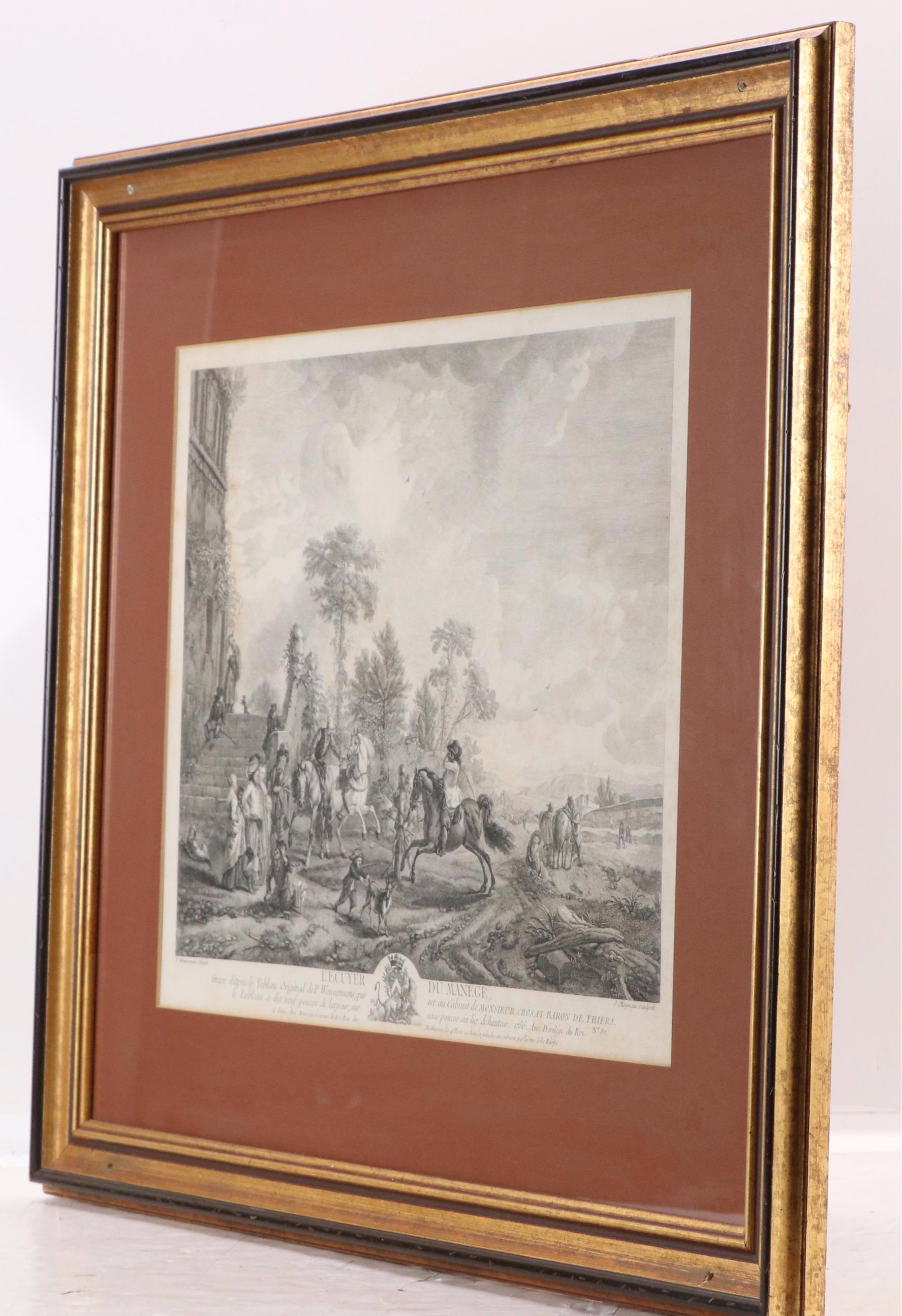 French School Engraving After Philips Wouwerman "L'Ecuyer Du Manege," 1756