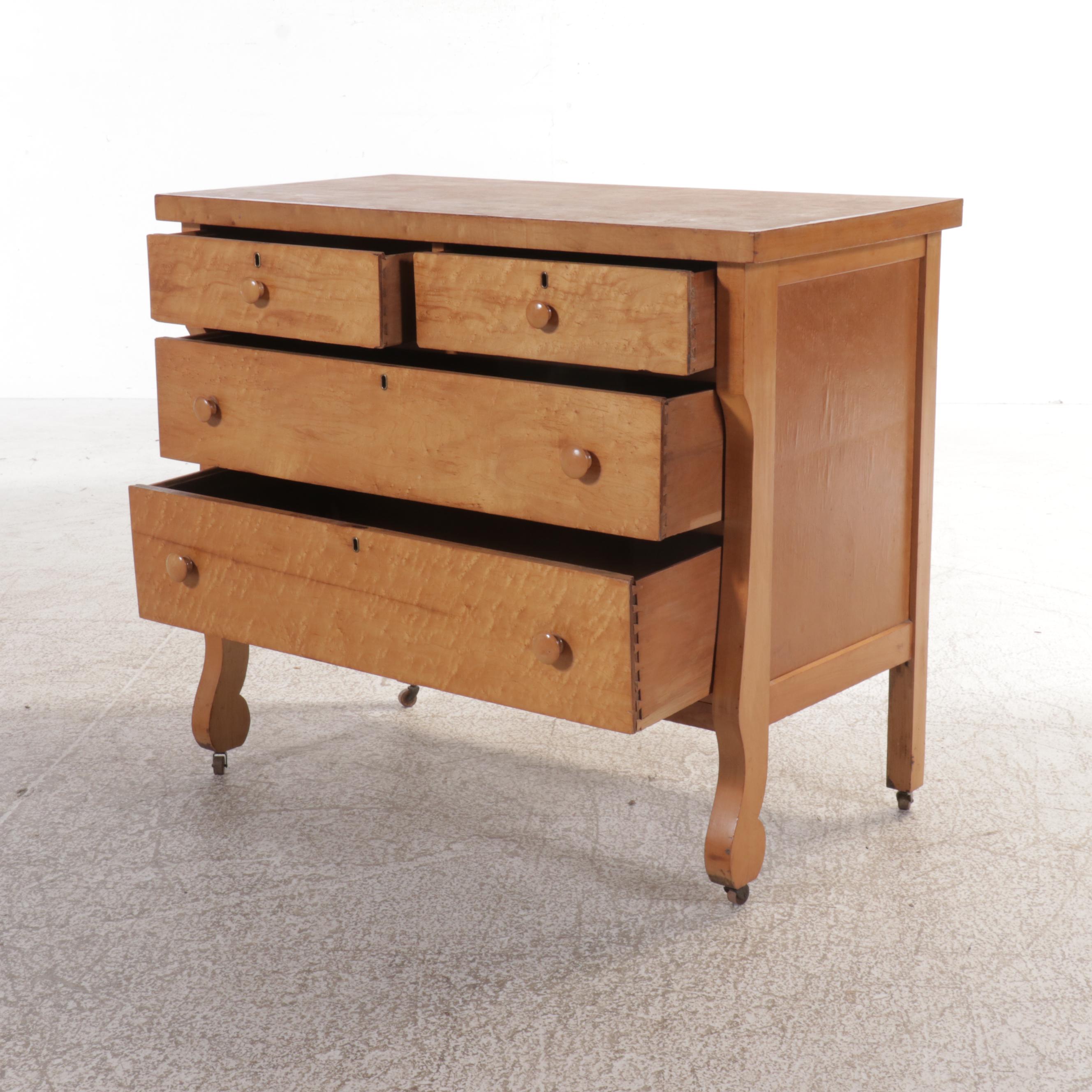 The Geyler Furniture Empire Style Maple Four-Drawer Chest, Early 20th Century