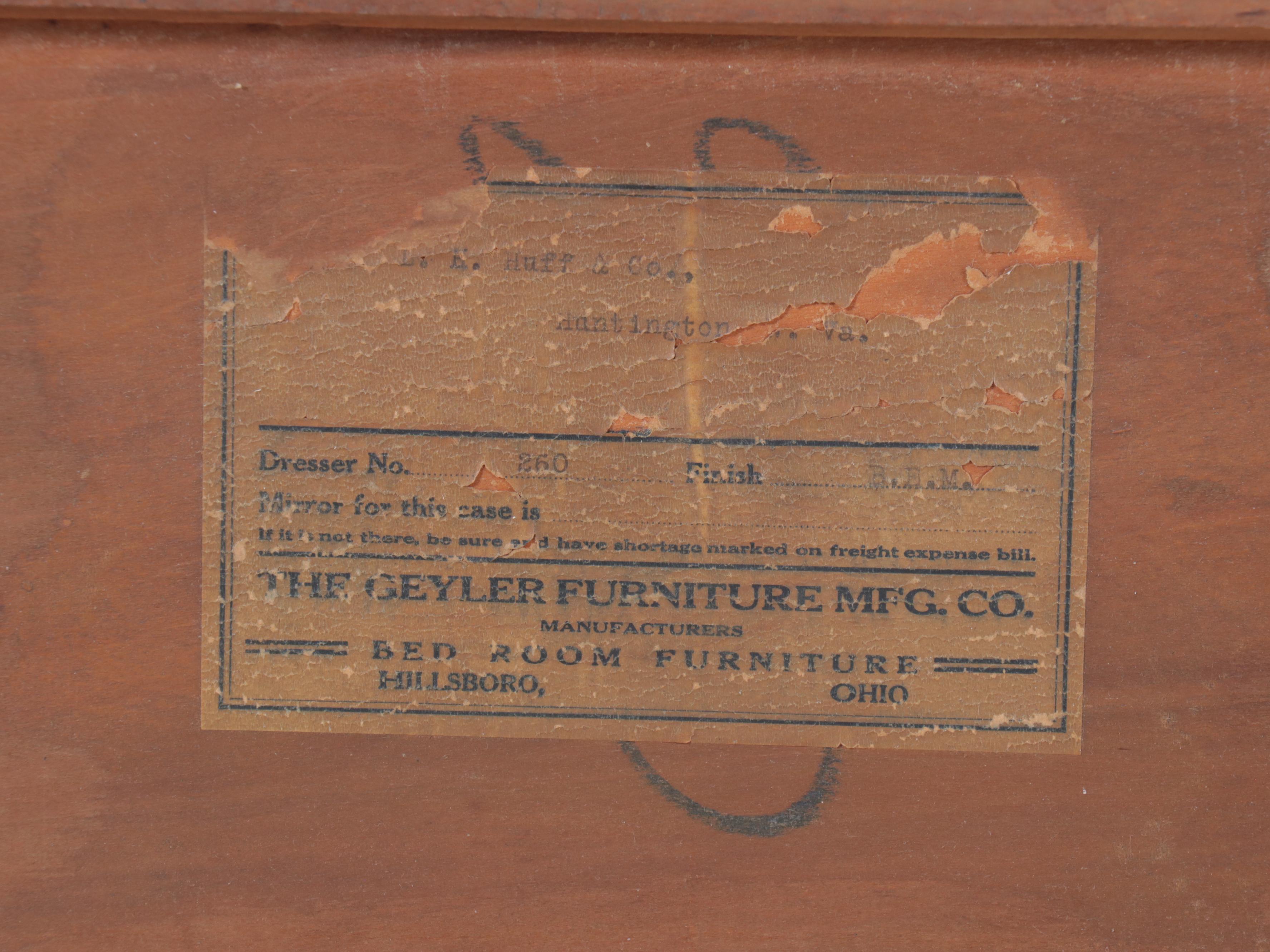 The Geyler Furniture Empire Style Maple Four-Drawer Chest, Early 20th Century