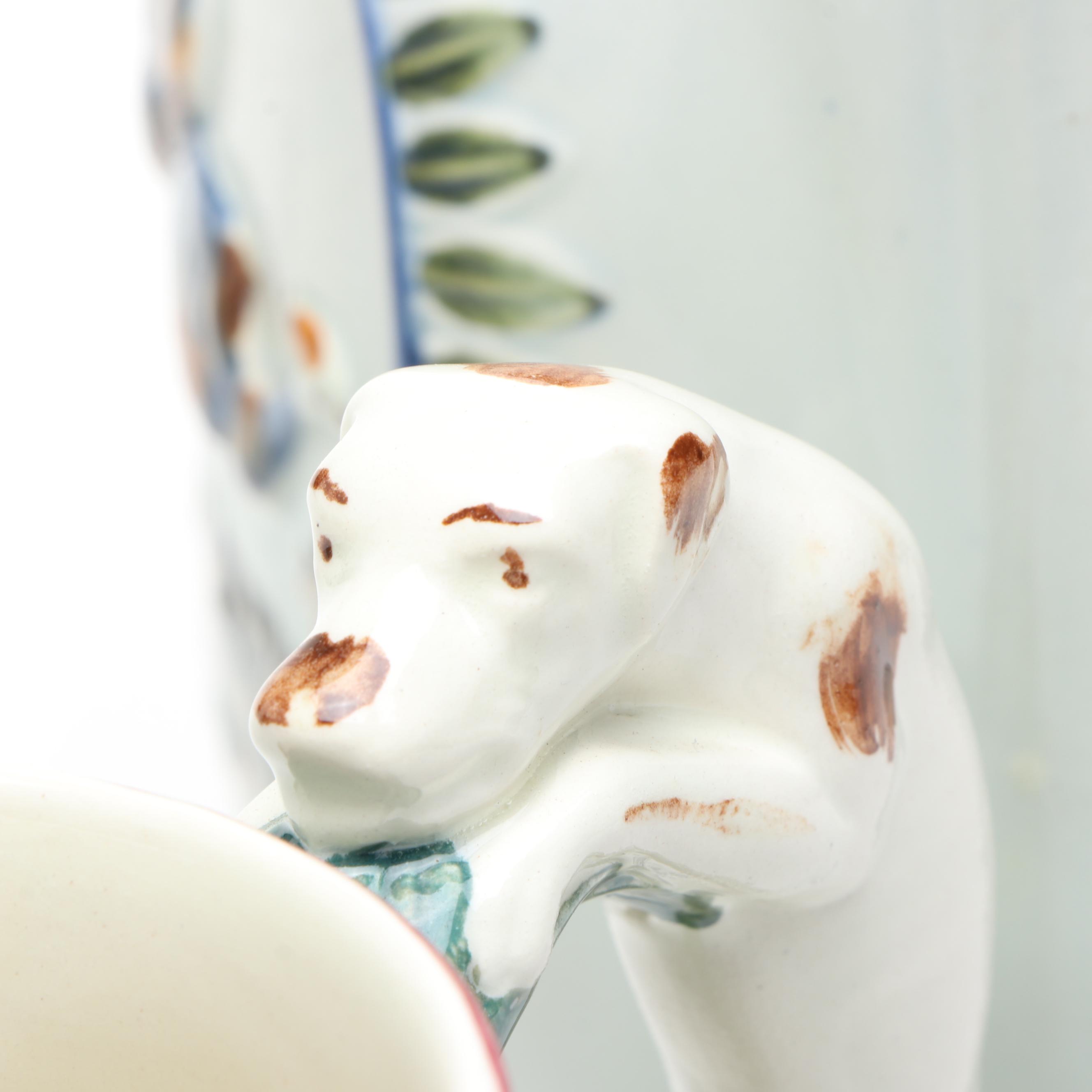 Wedgwood Dye Ken John Peel Hunt and Prattware Peacock Jugs with Other Decor