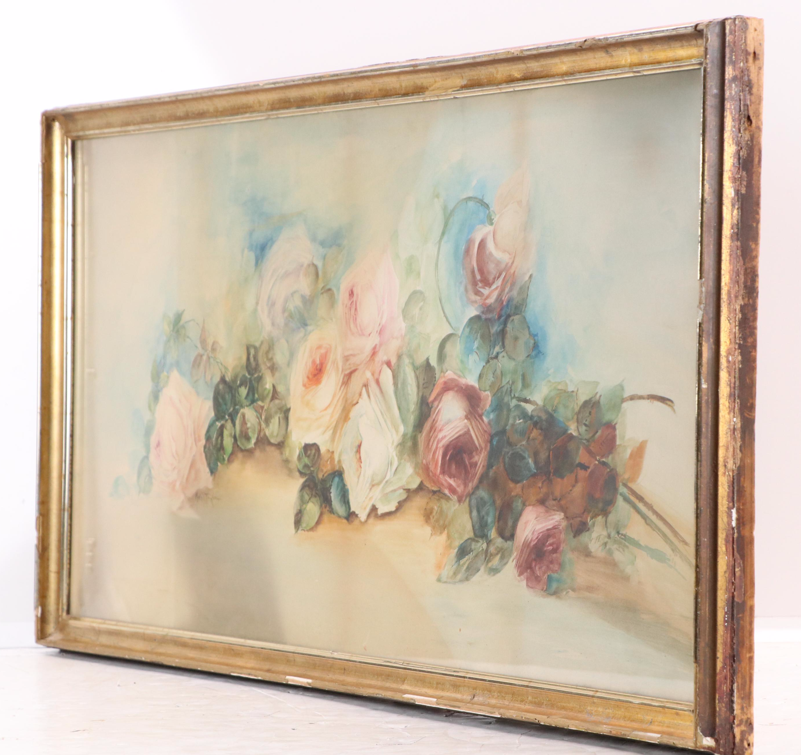 Myrtle L. Taylor Floral Still Life Watercolor Painting of Roses