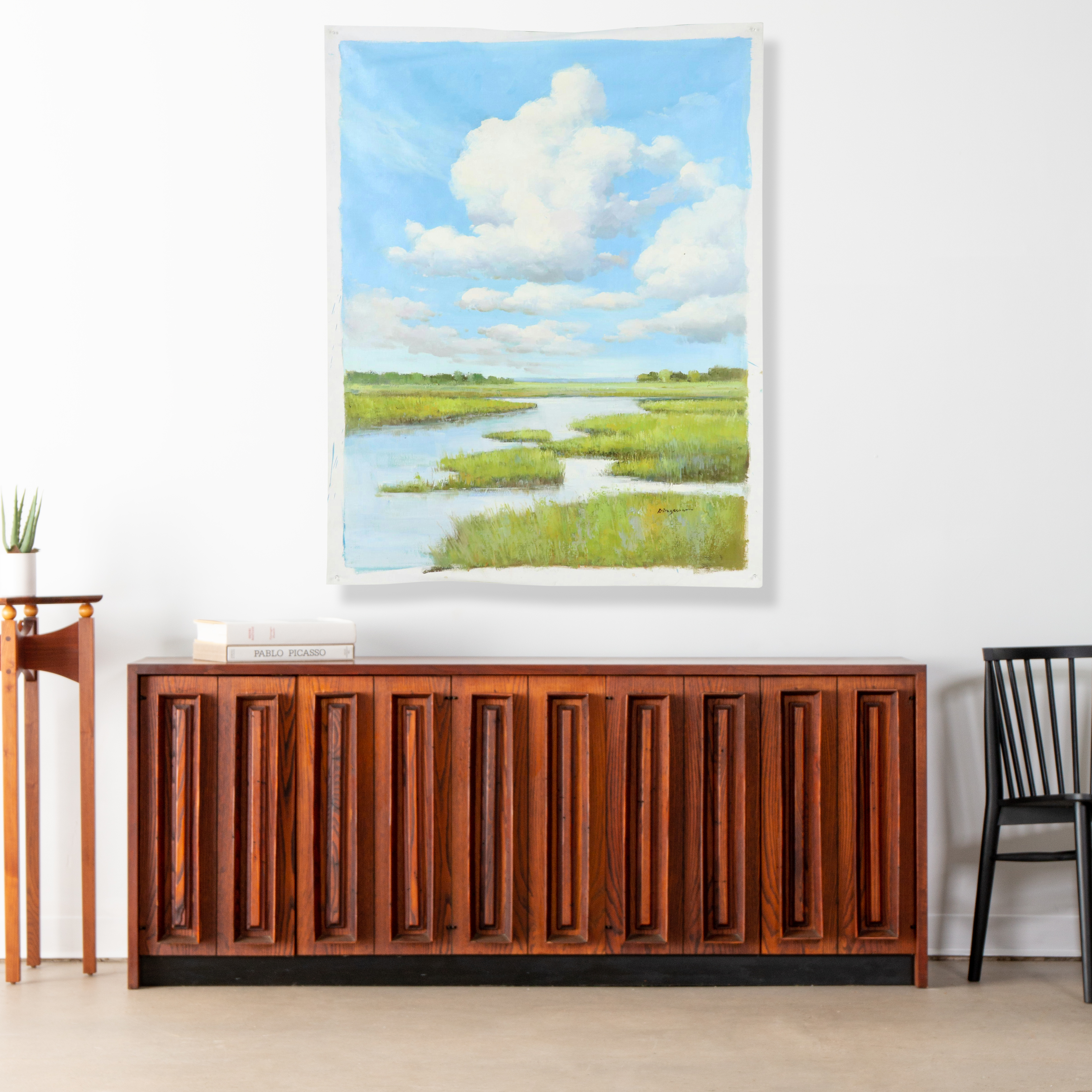 Kingston Marsh Landscape Oil Painting, 21st Century