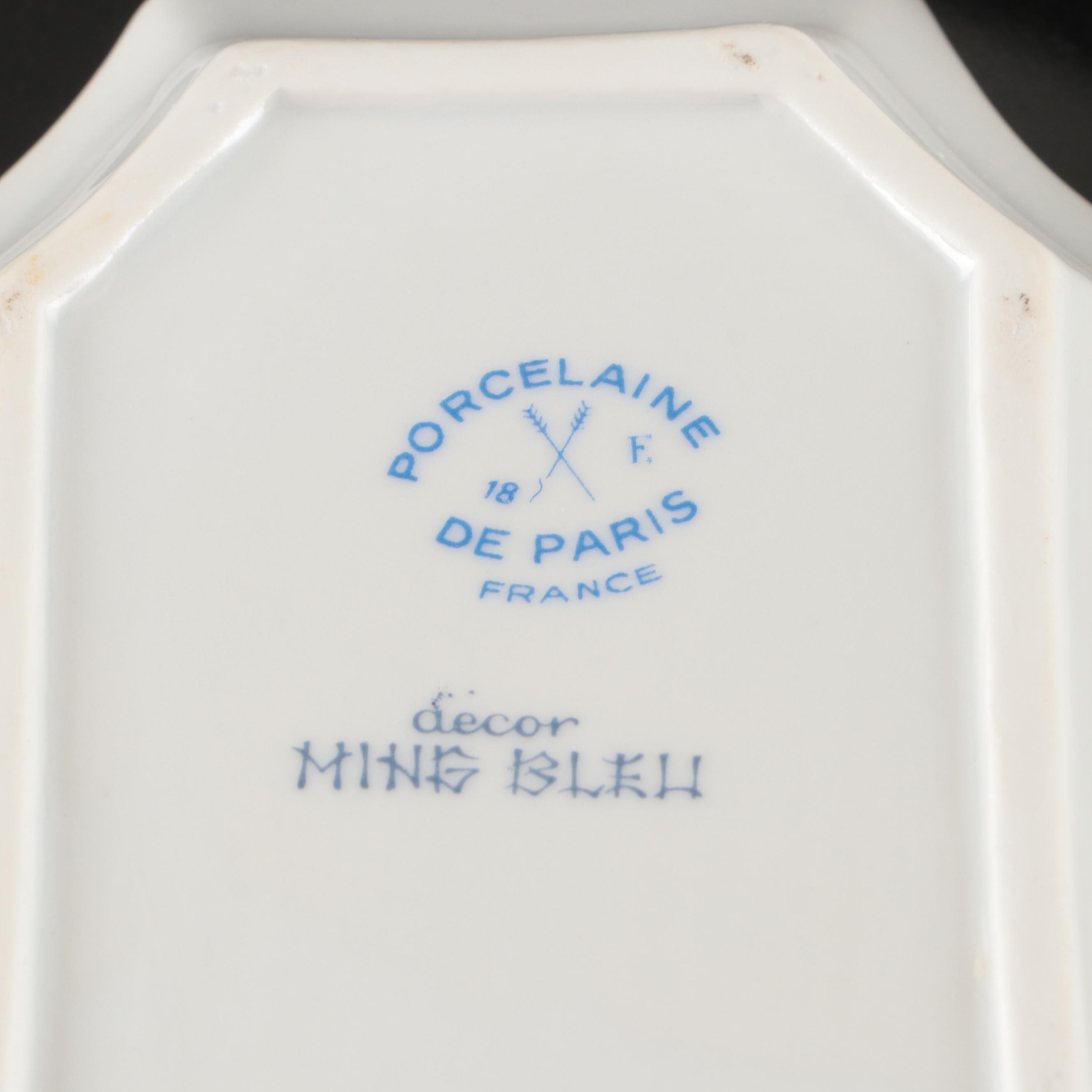 Porcelaine de Paris "Ming Bleu" with Hermès "Toucans" Bowl and Other Decor