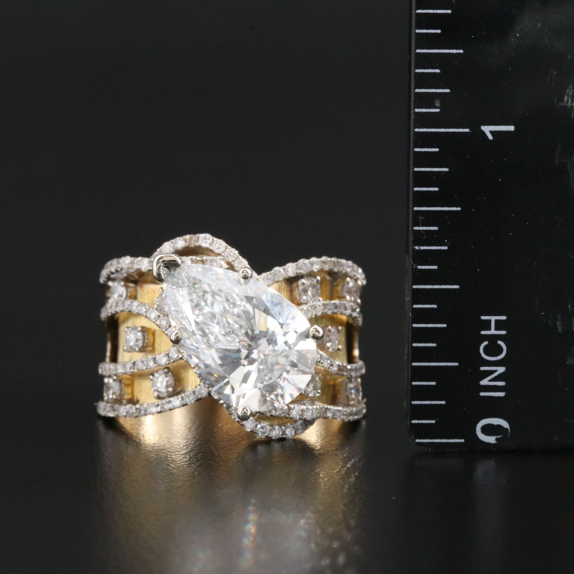 18K 6.27 CTW Diamond Ring with 14K Accent, IGI Report and Lab Grown Center