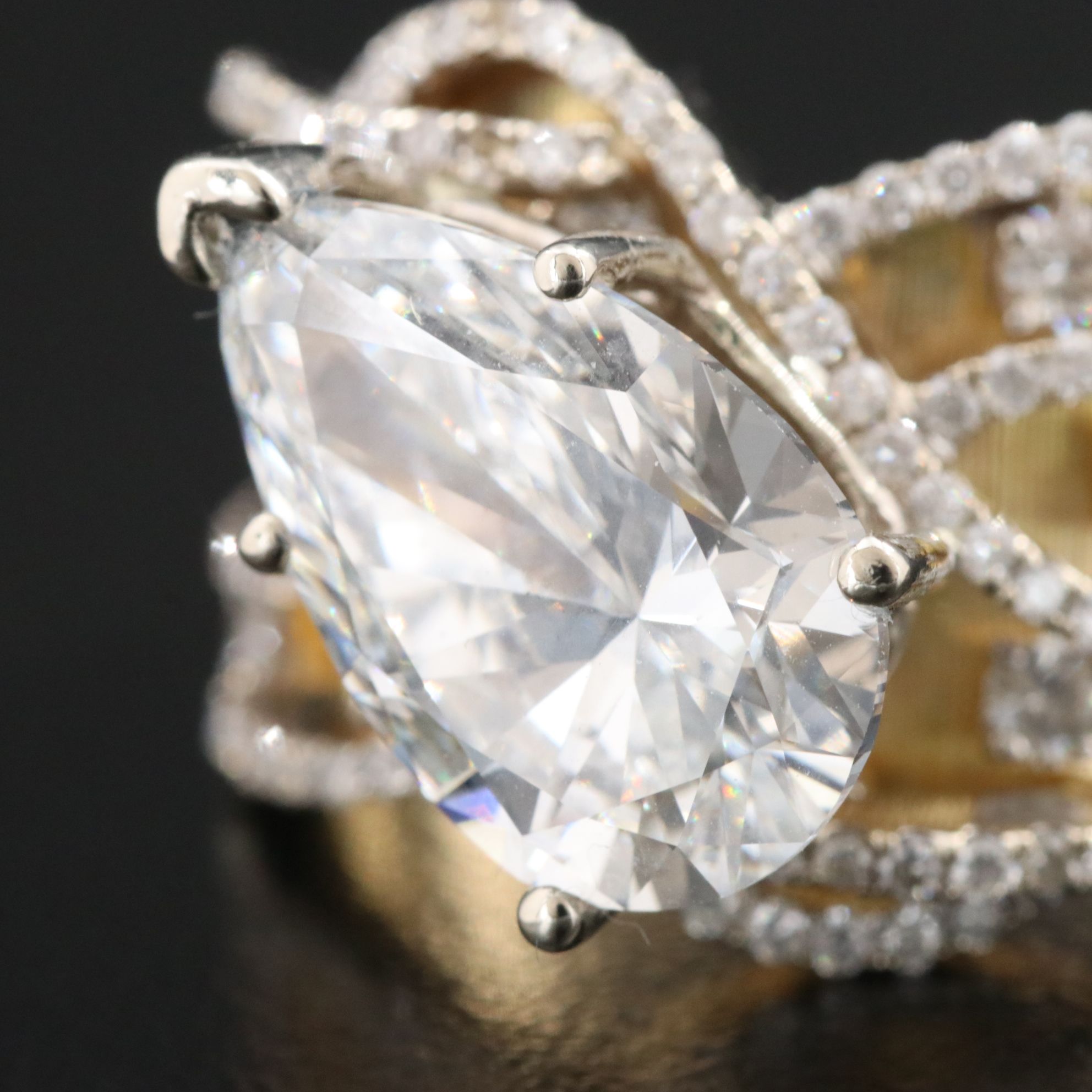 18K 6.27 CTW Diamond Ring with 14K Accent, IGI Report and Lab Grown Center