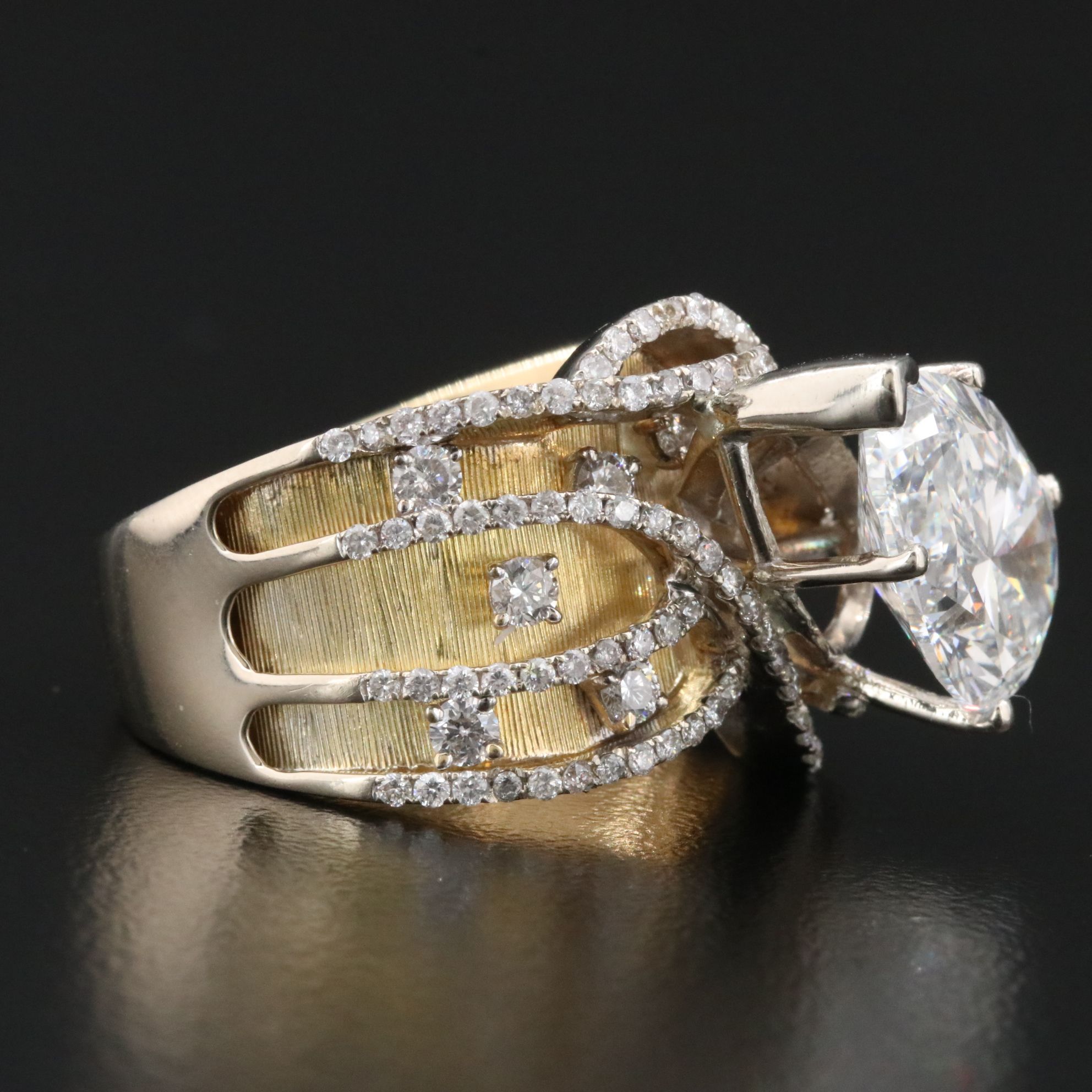18K 6.27 CTW Diamond Ring with 14K Accent, IGI Report and Lab Grown Center