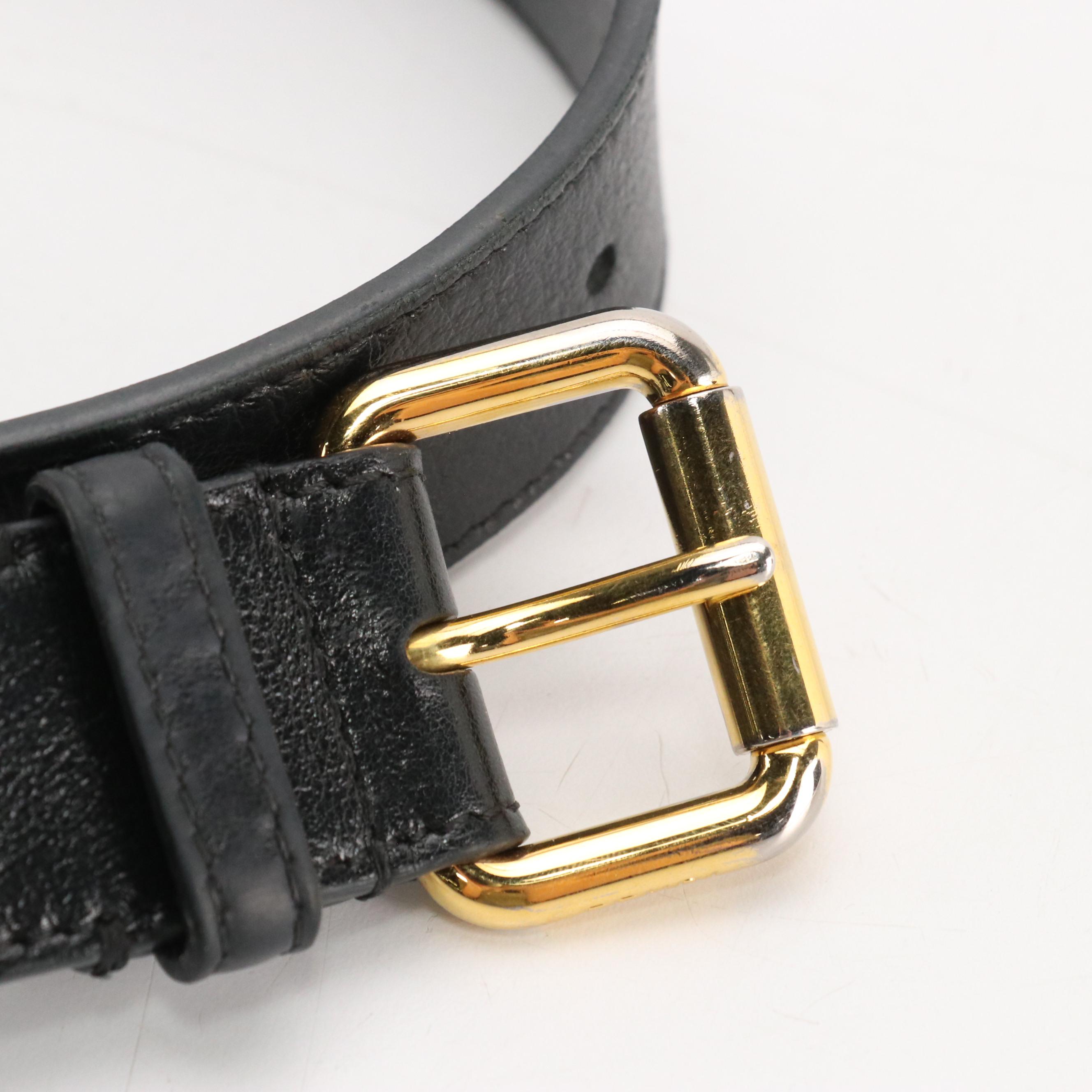 Fendi Employee Double Pocket Belt in Black Leather