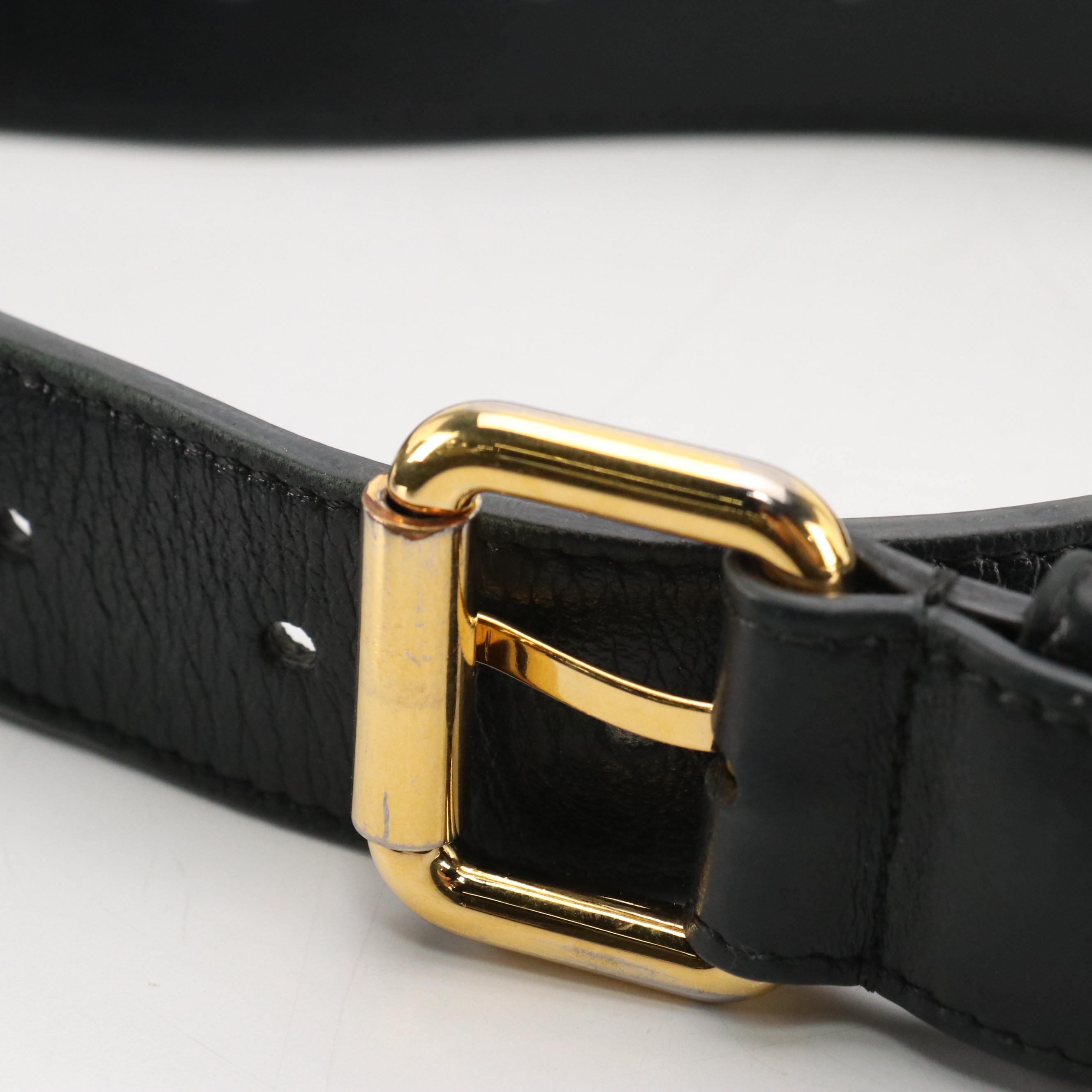 Fendi Employee Double Pocket Belt in Black Leather