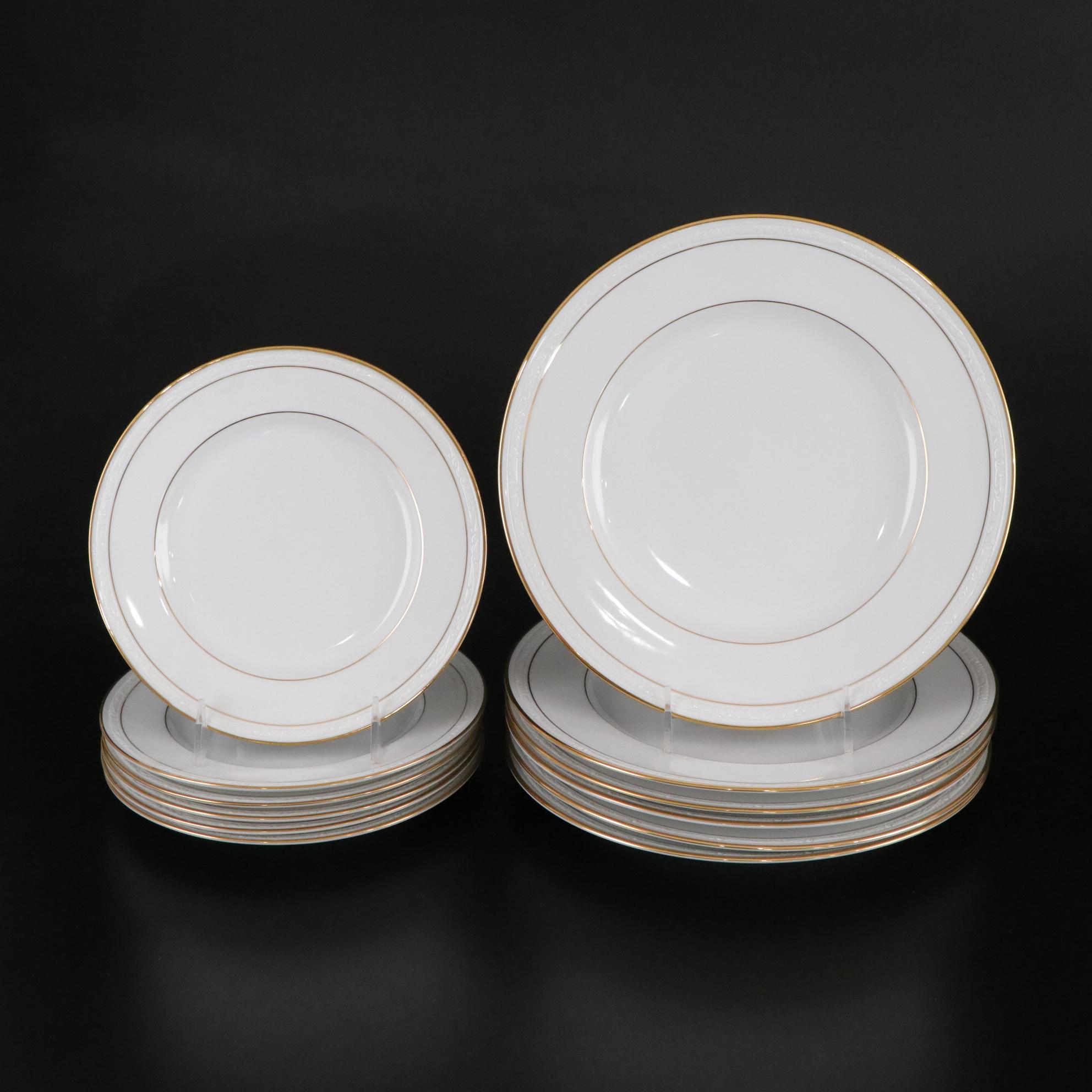 Noritake "Lockleigh" Gilt Trim Dinnerware Set for Six with Serveware