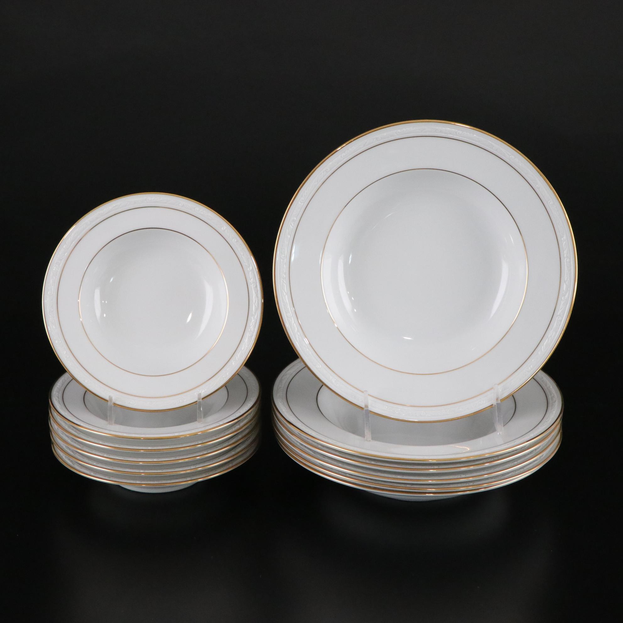 Noritake "Lockleigh" Gilt Trim Dinnerware Set for Six with Serveware