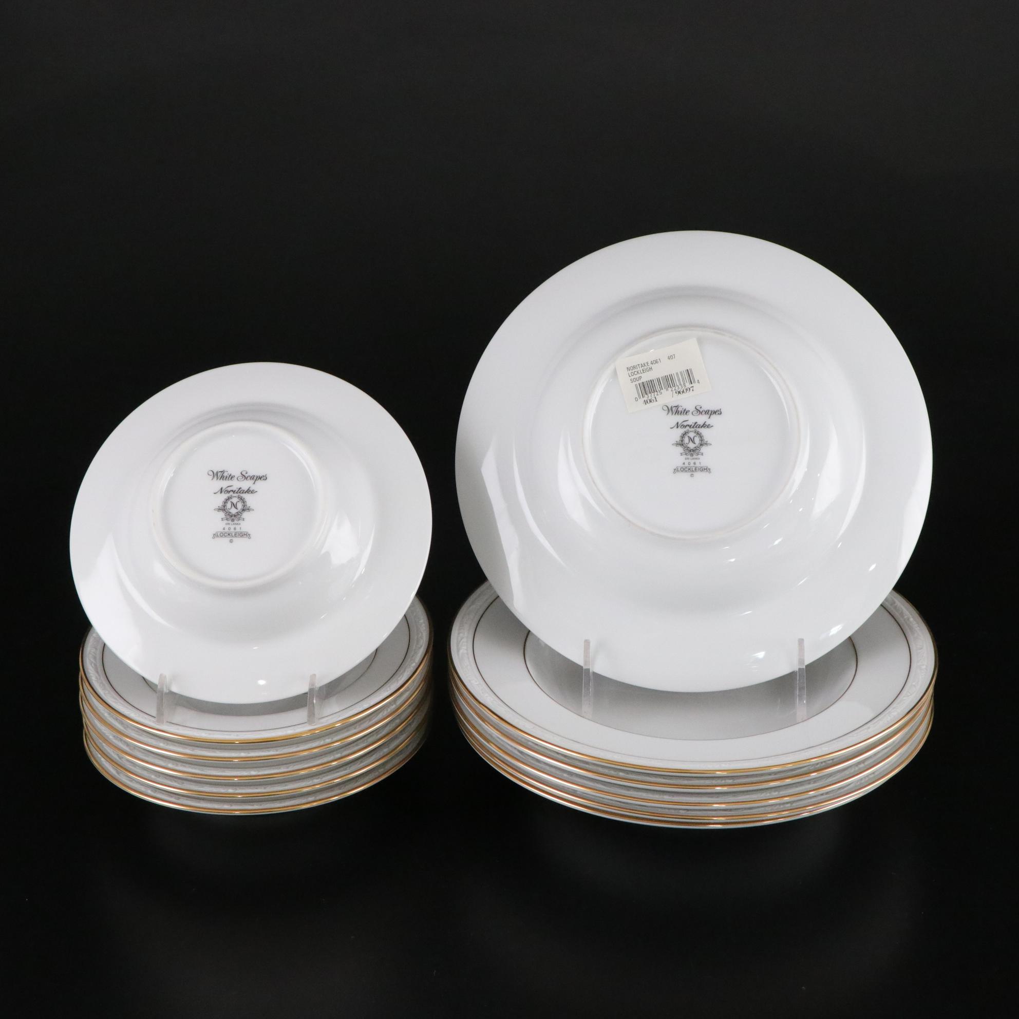 Noritake "Lockleigh" Gilt Trim Dinnerware Set for Six with Serveware