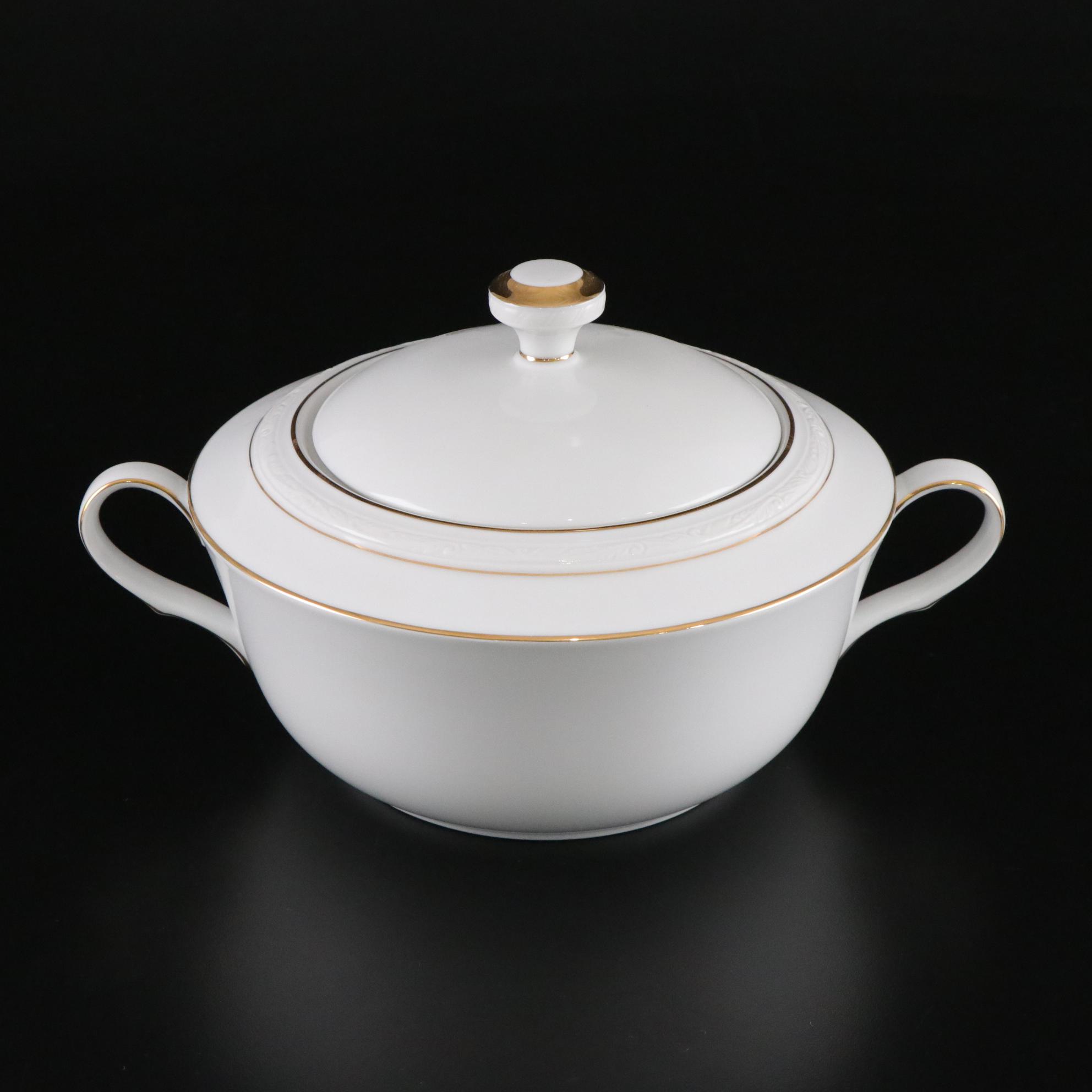 Noritake "Lockleigh" Gilt Trim Dinnerware Set for Six with Serveware