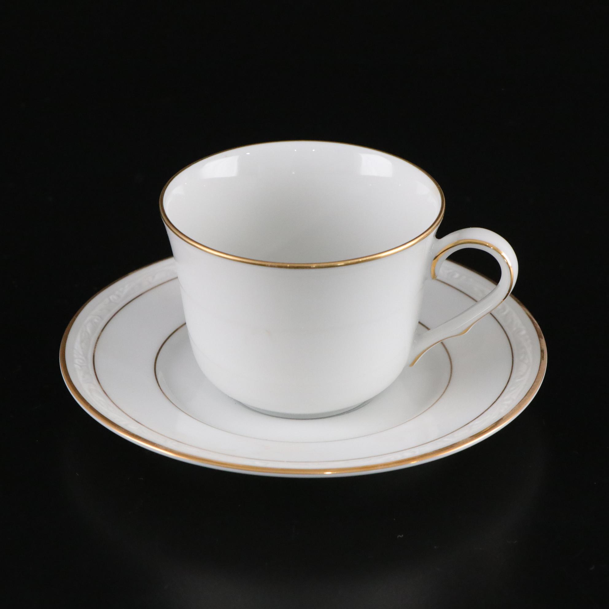 Noritake "Lockleigh" Gilt Trim Dinnerware Set for Six with Serveware