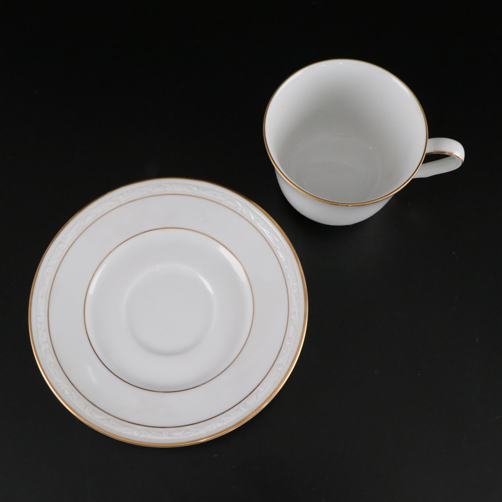 Noritake "Lockleigh" Gilt Trim Dinnerware Set for Six with Serveware