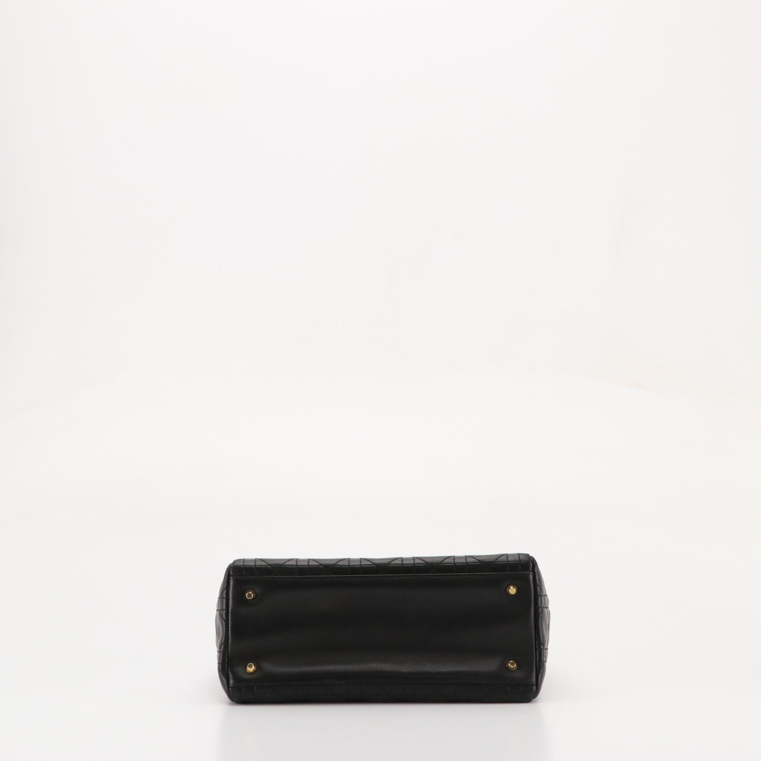 Christian Dior Lady Dior Two-Way Bag in Black Cannage Quilted Calfskin Leather