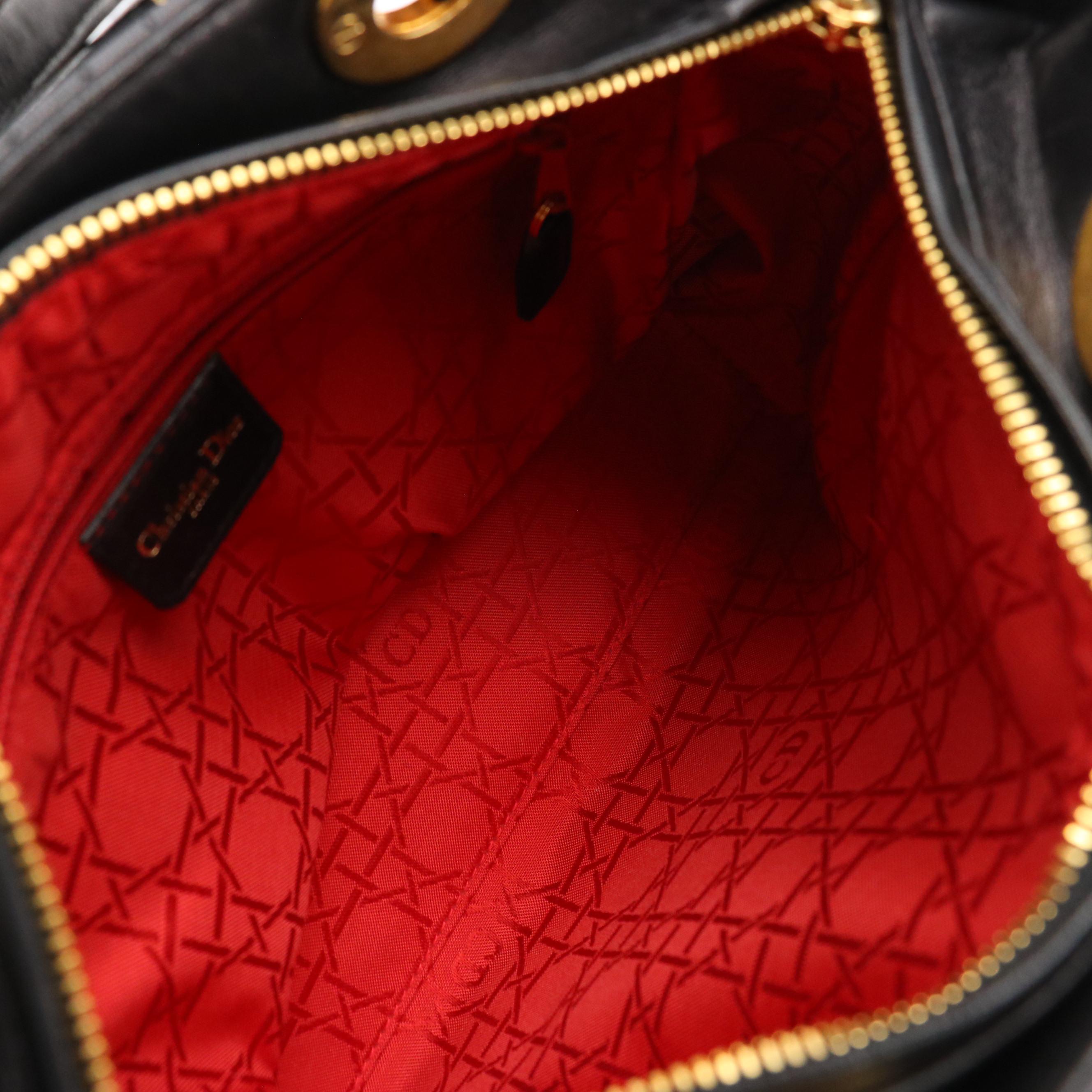 Christian Dior Lady Dior Two-Way Bag in Black Cannage Quilted Calfskin Leather