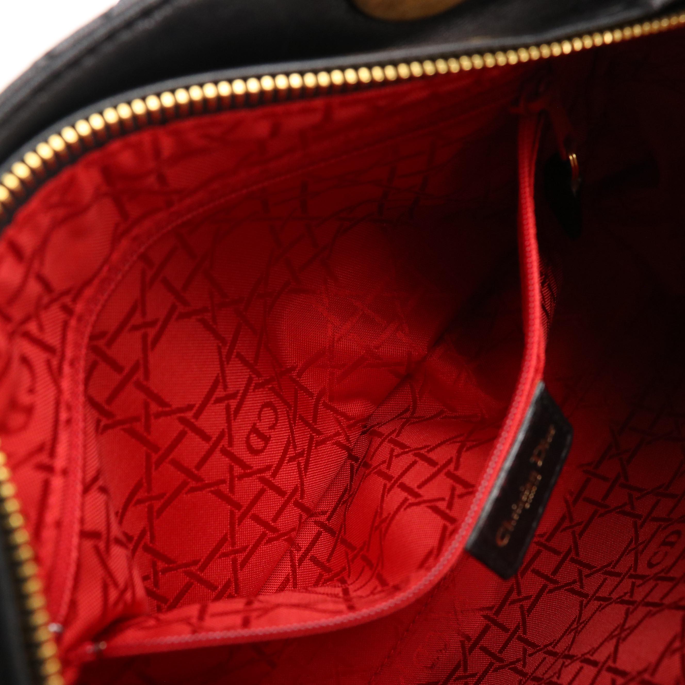 Christian Dior Lady Dior Two-Way Bag in Black Cannage Quilted Calfskin Leather