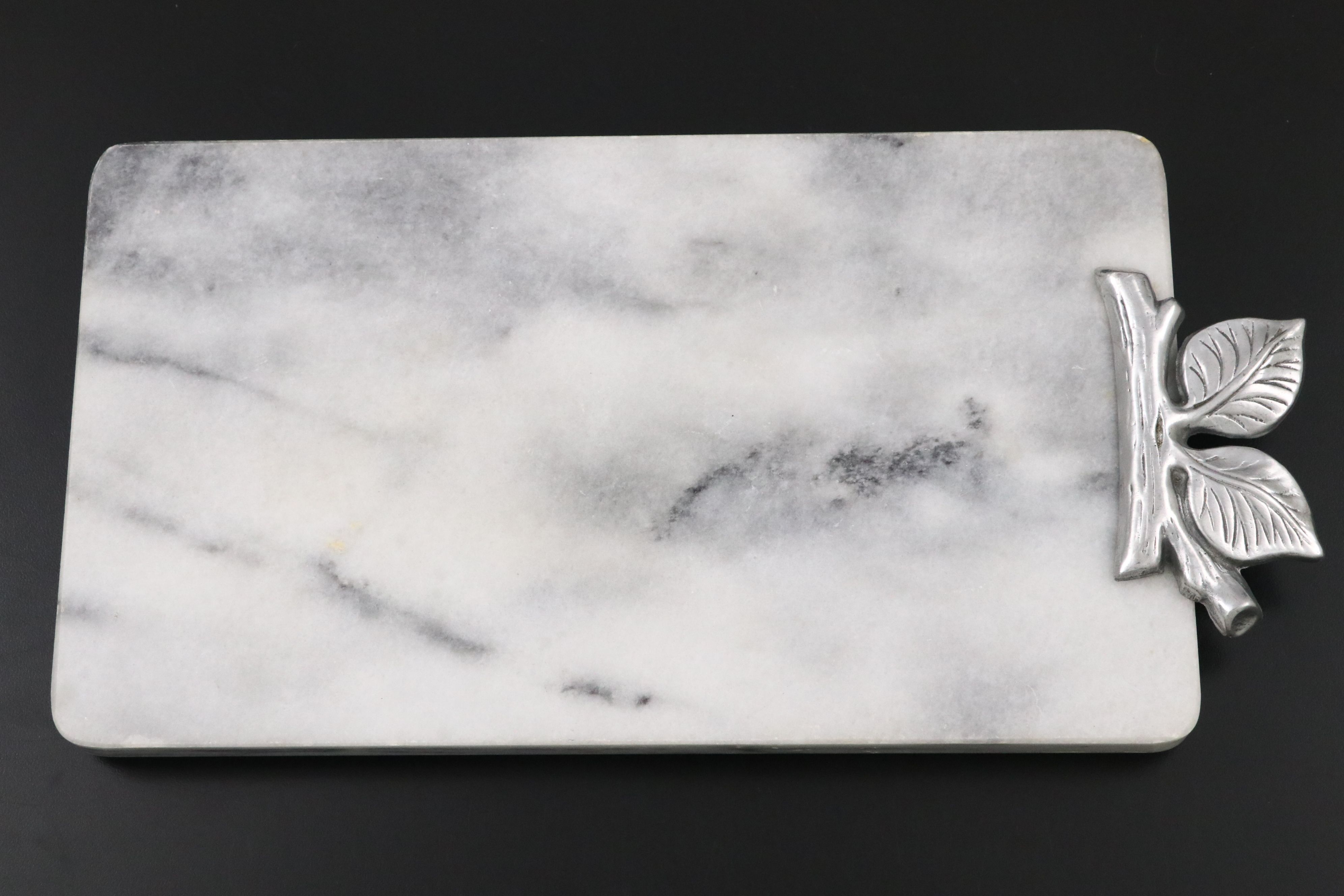 Modern Style Sectioned Metal Serving Bowls, Stone Cutting Board and Serving Dish