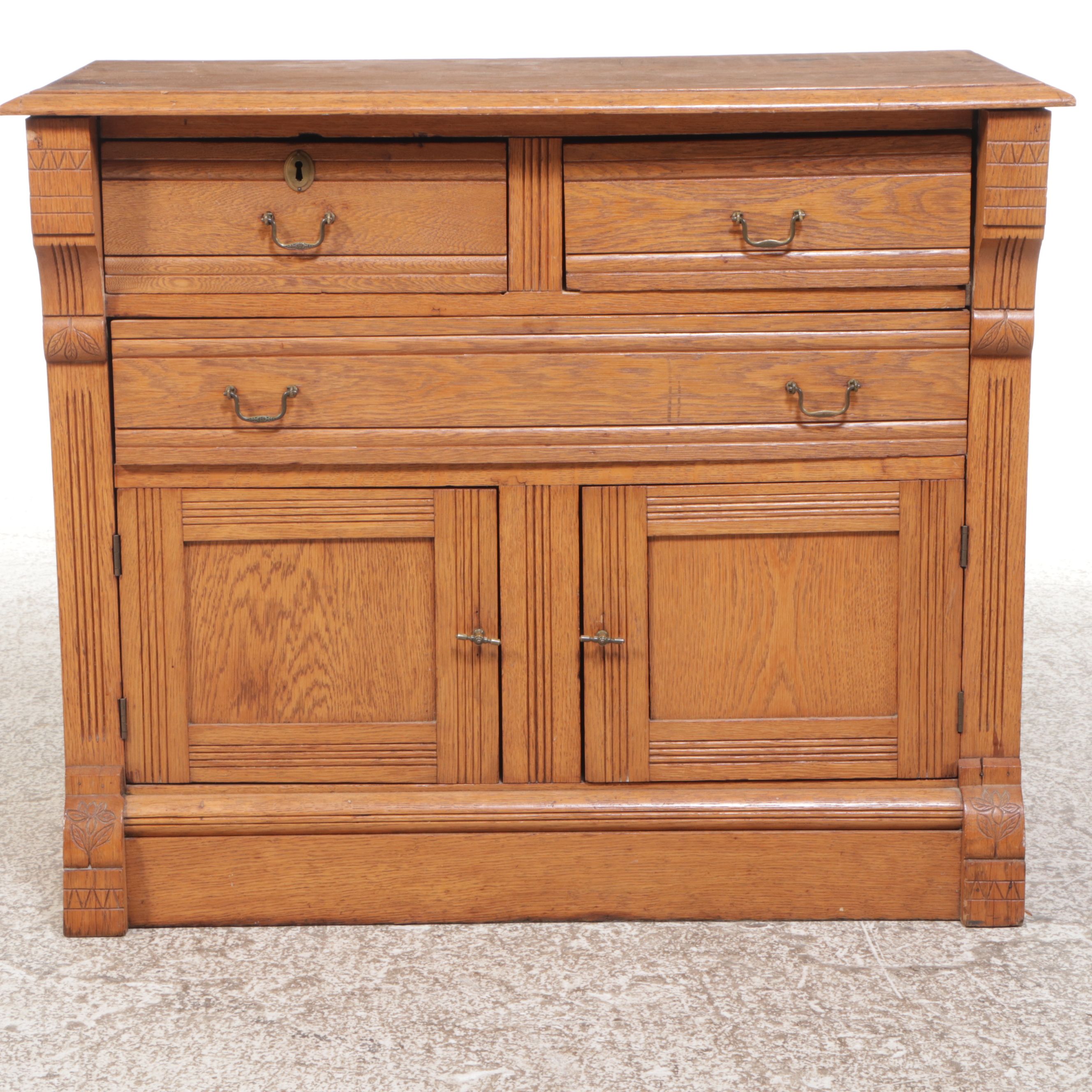 Victorian Oak Cabinet, Late 19th/ Early 20th Century