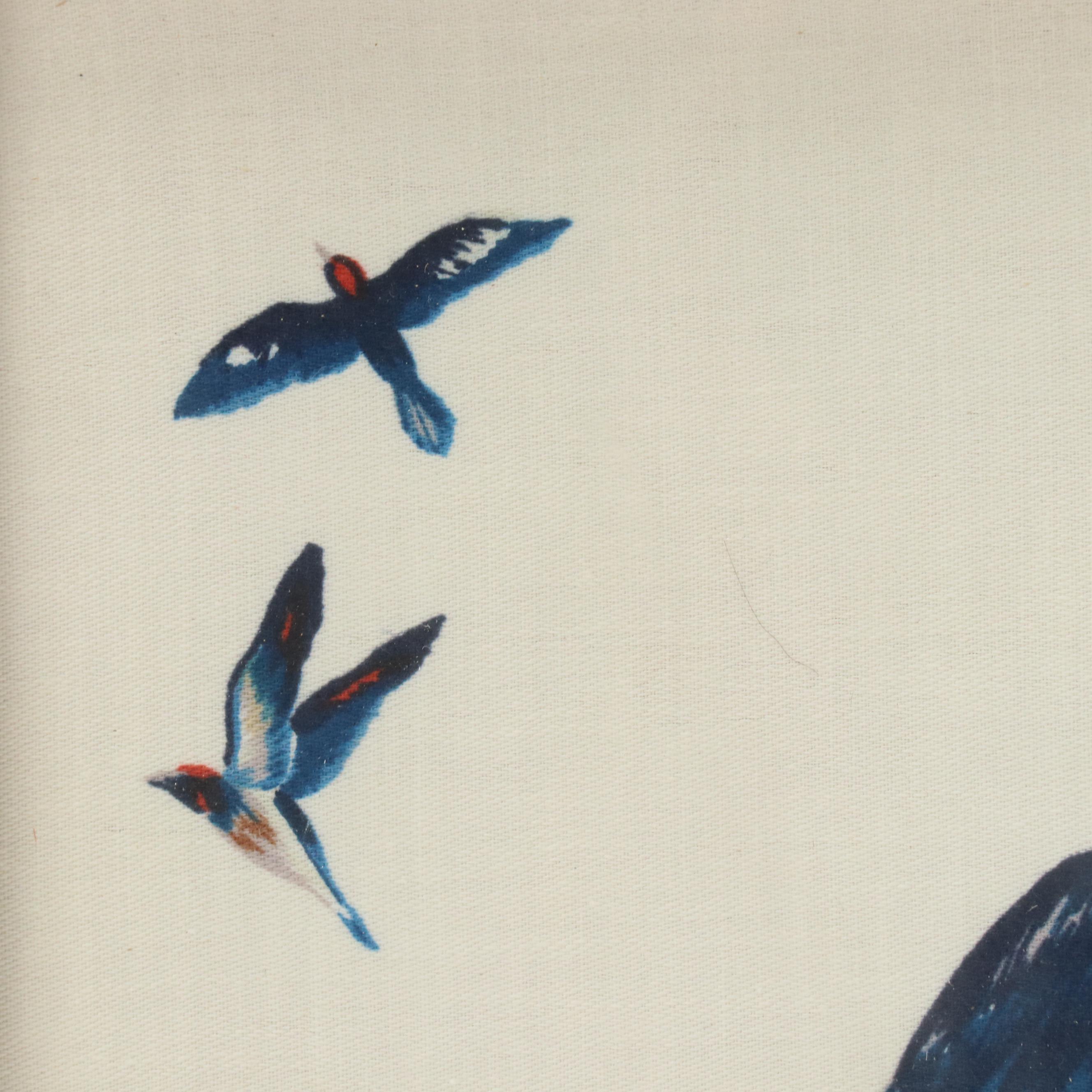 Block-Printed Cotton Textile Depicting Woodpecker