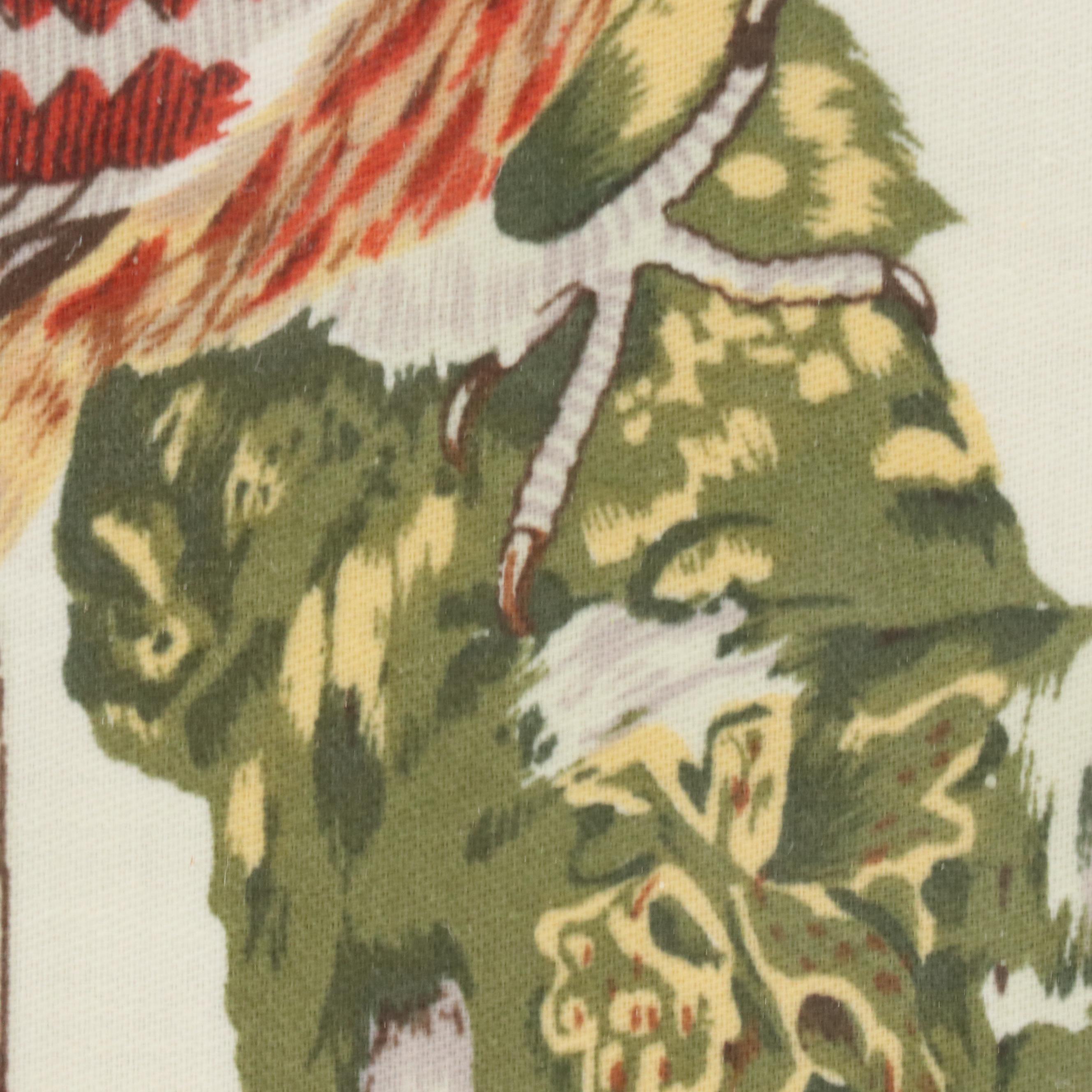 Block-Printed Cotton Textile Depicting Woodpecker