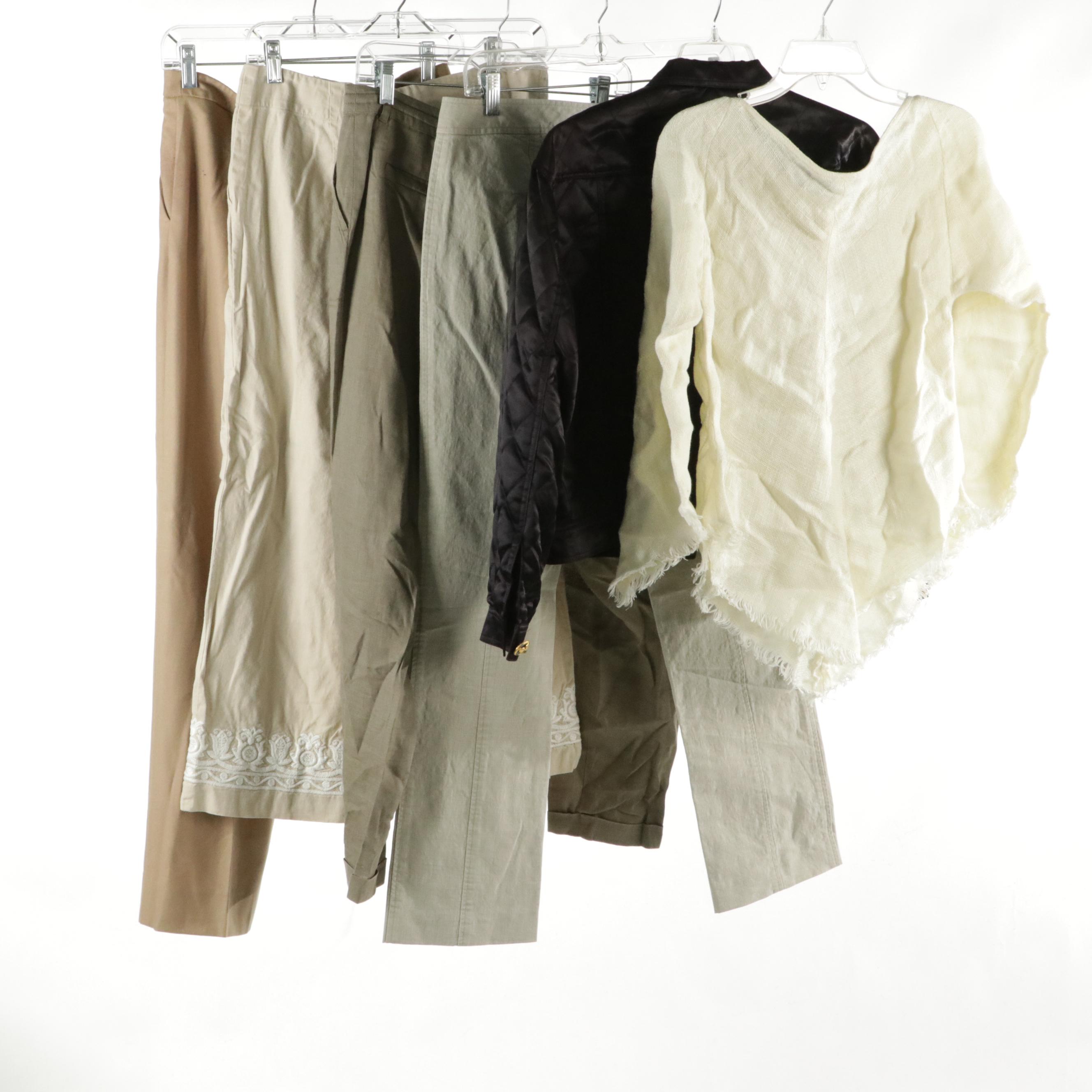 Kathryn Conover Quilted Satin Jacket, Barneys New York & Other Linen Pants, More