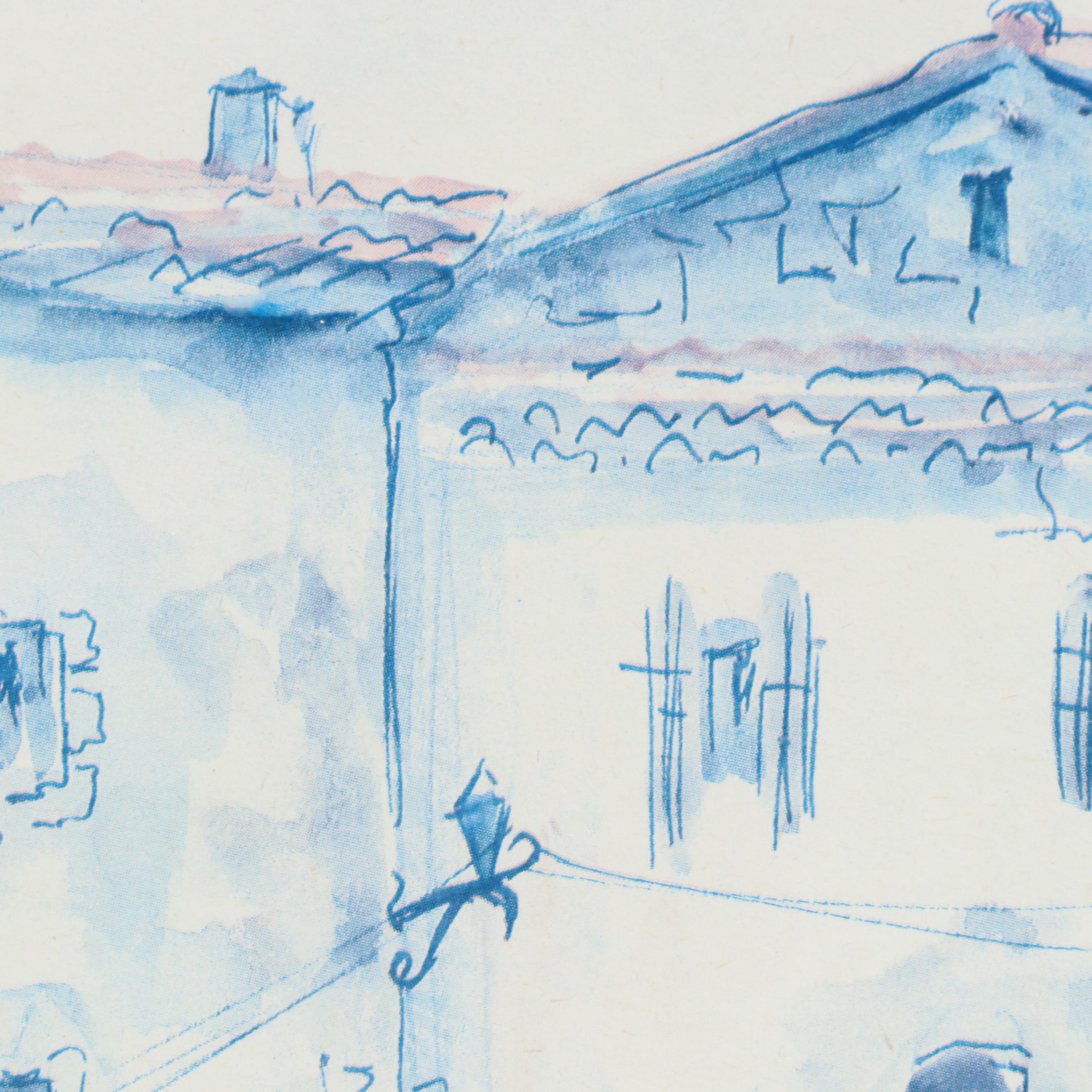 Halftone of Mediterranean Village,  Late 20th Century