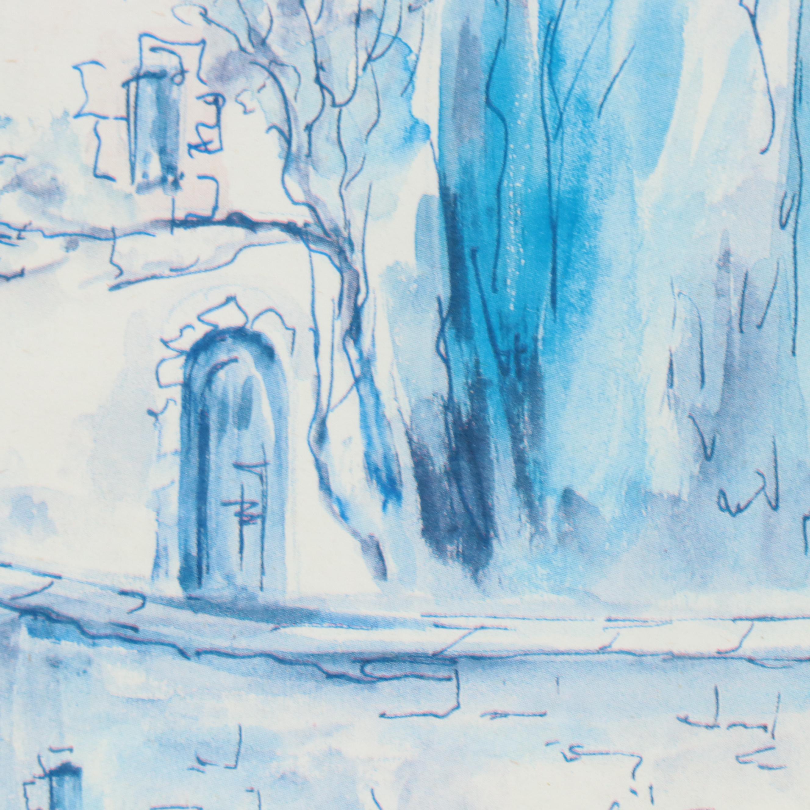 Halftone of Mediterranean Village,  Late 20th Century