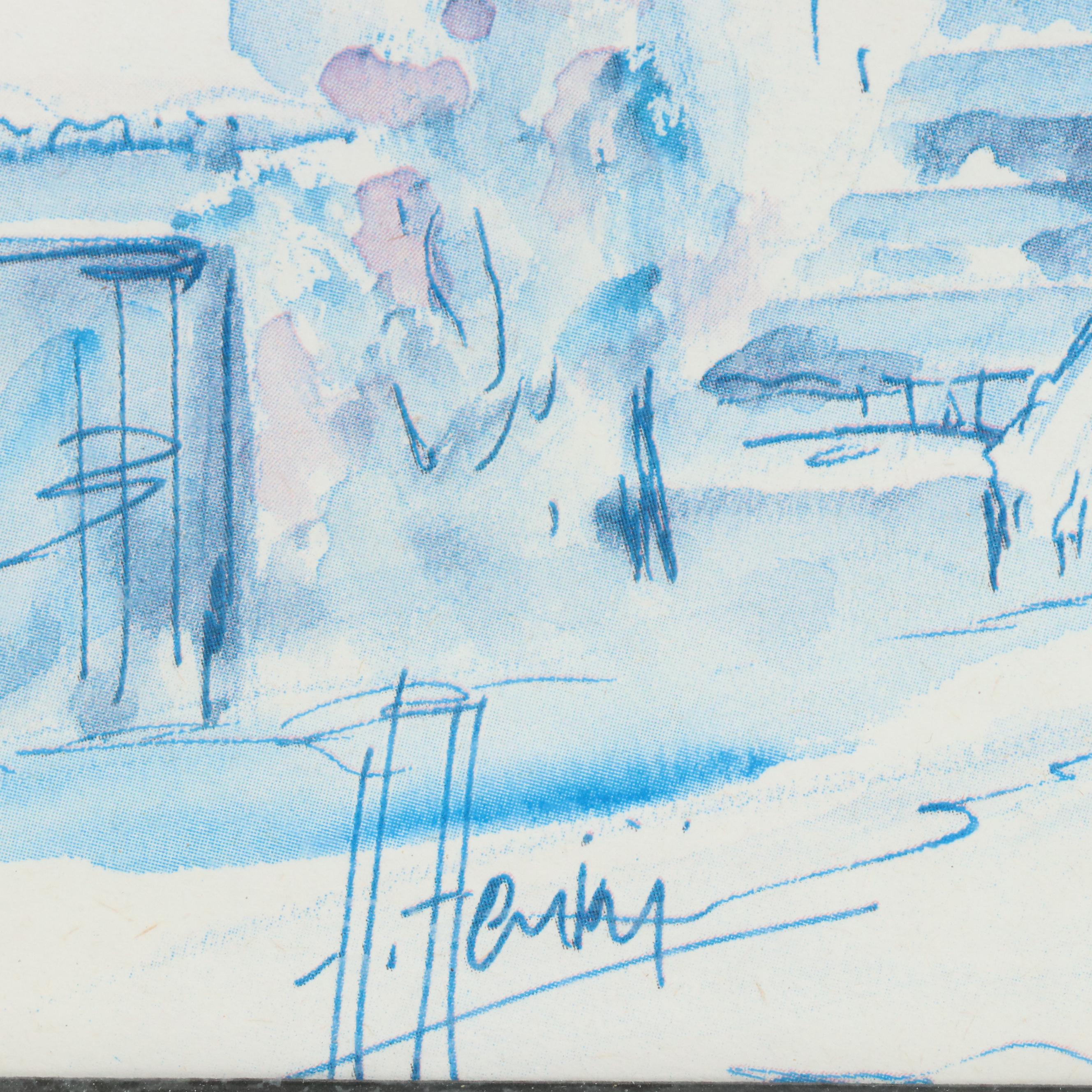 Halftone of Mediterranean Village,  Late 20th Century